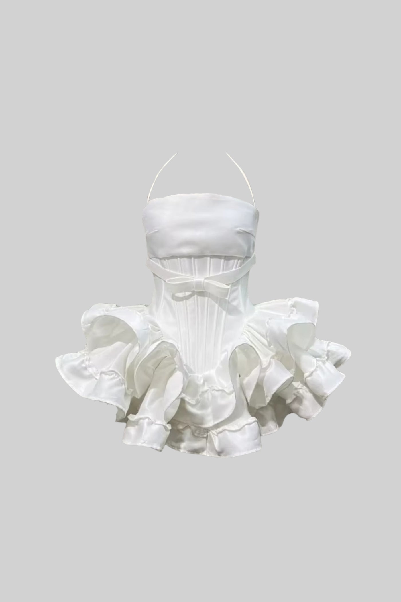 Mini abito corsetto con gonna a balze e corpetto aderente - Bianco