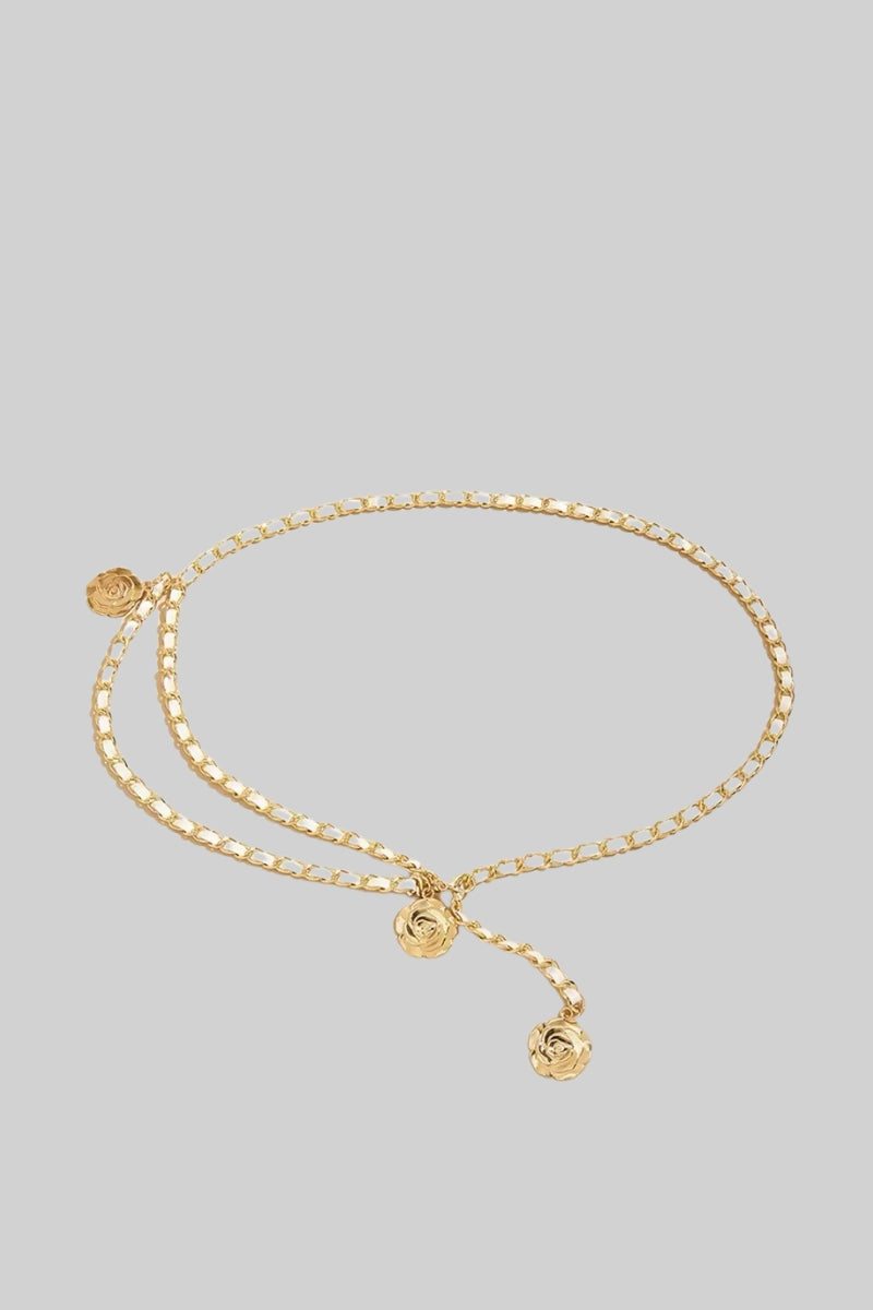 Cintura con pendente dorato in pelle vegana - Bianco