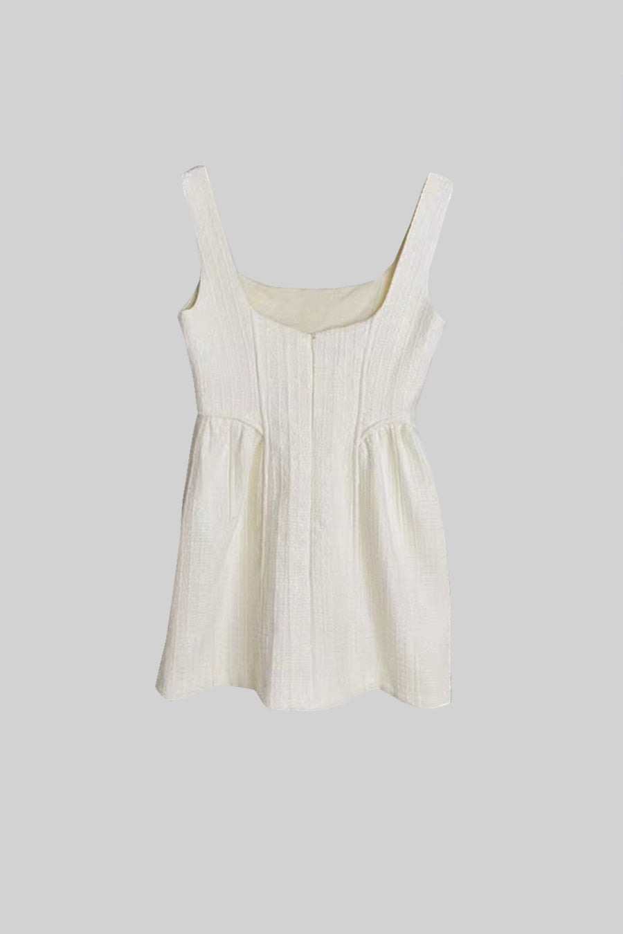 Textured Sleeveless Mini Dress With Fitted Bodice - Ivoire