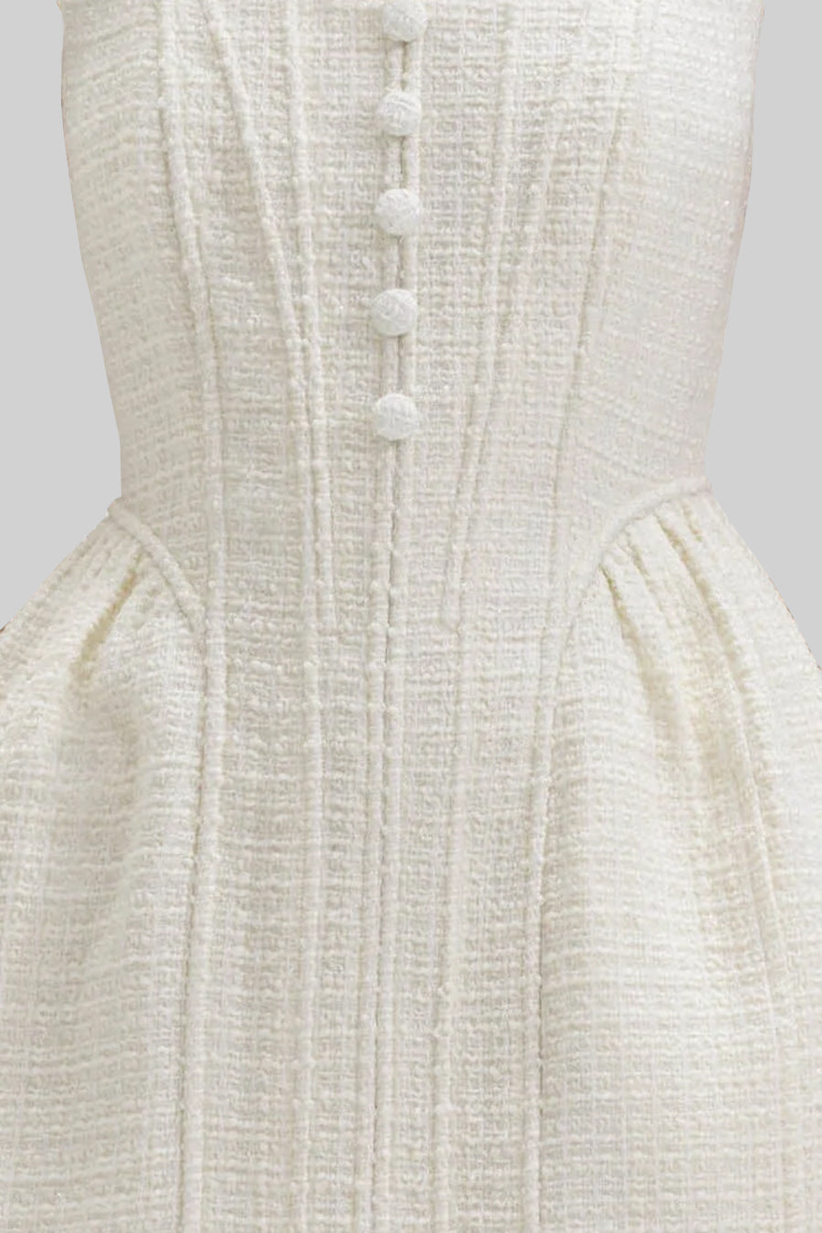 Textured Sleeveless Mini Dress With Fitted Bodice - Ivoire