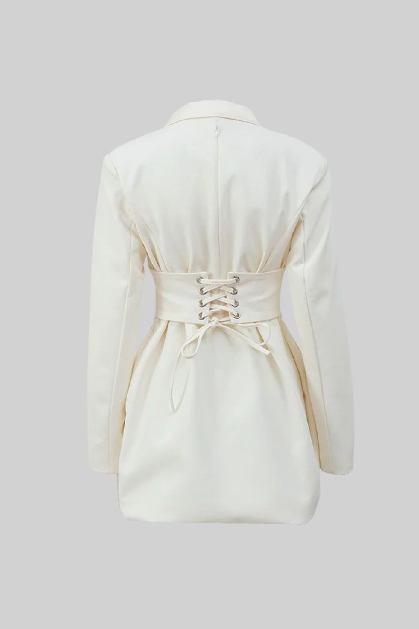 Abito Mini Blazer Strutturato con Vita a Corsetto – Ivoire