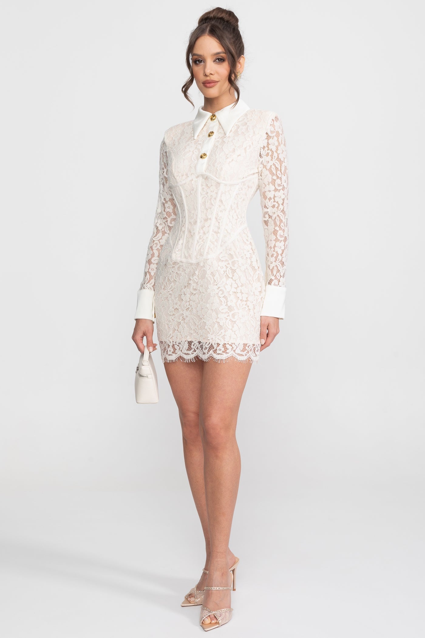 Abito Mini in Maglia Senza Maniche con Orlo Scallop - Ivoire