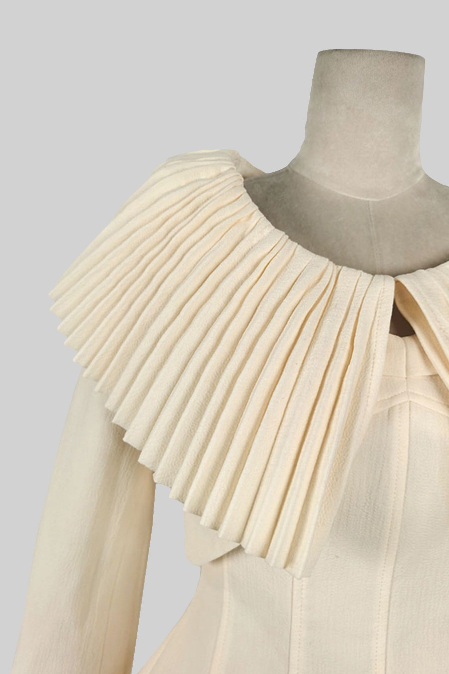 Elegante abito 3 pezzi con colletto e gonna plissettati e staccabili - Ivoire