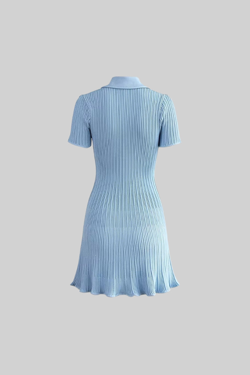 Abito a clessidra con maniche corte e motivo a diamante - Baby Blue