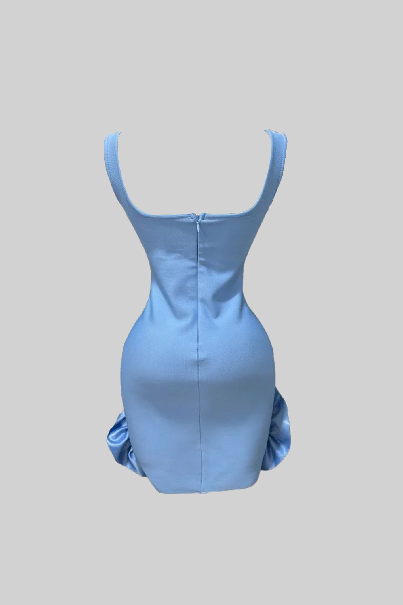 Abito Mini Bodycon Decorato con Fiori di Cristallo – Baby Blue