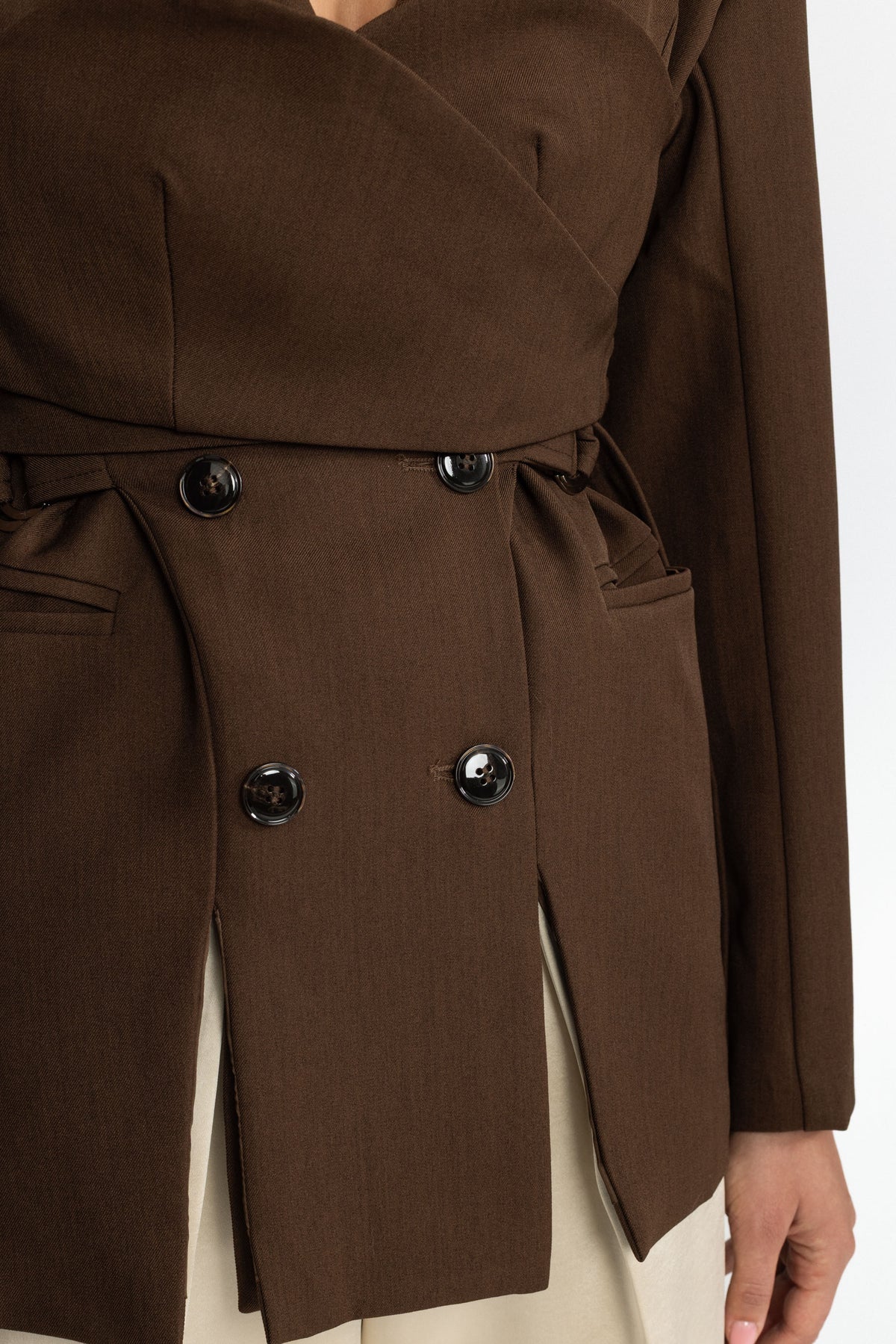 Blazer doppiopetto avvolgente bustier - Marrone