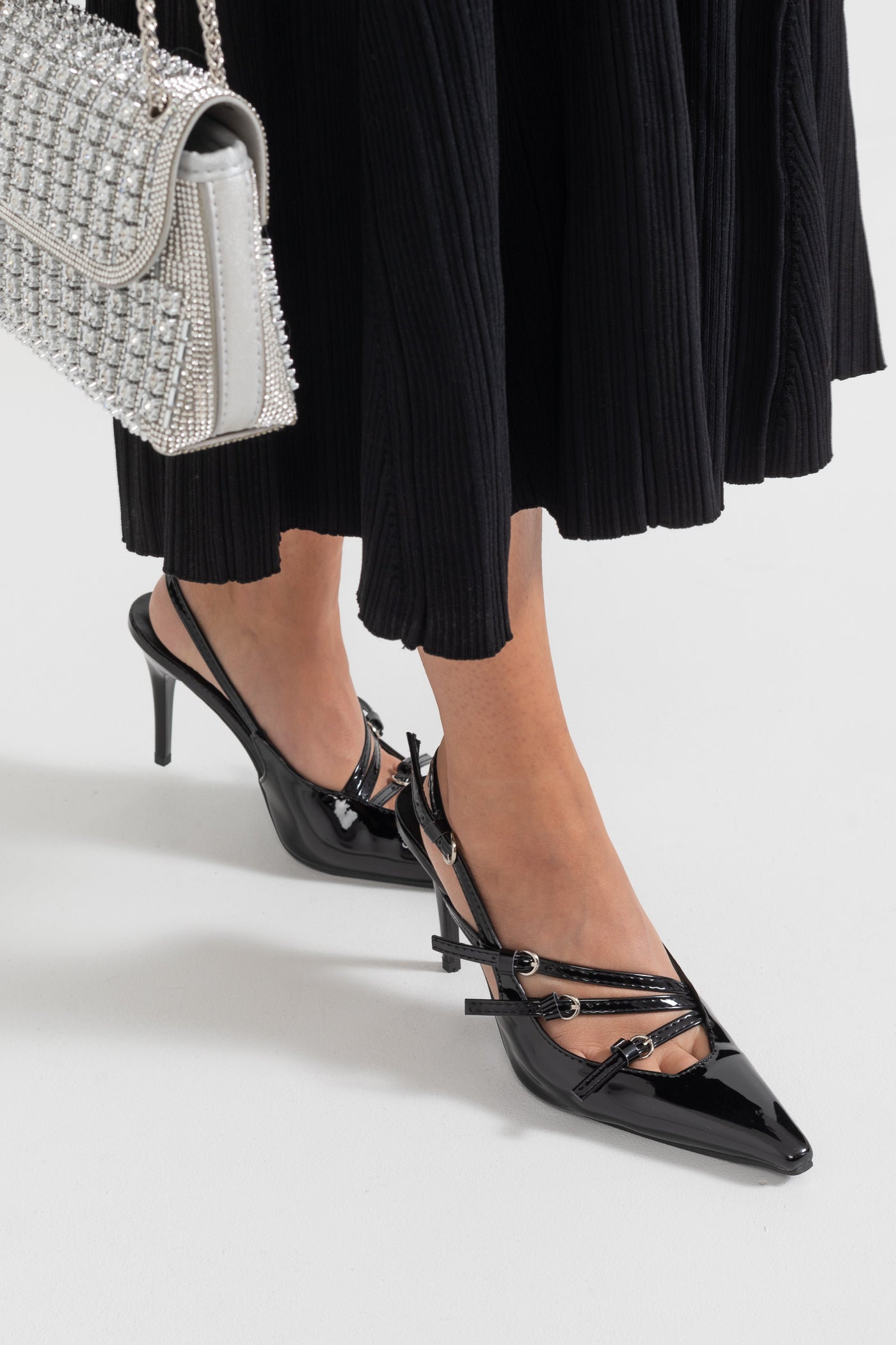 Décolleté slingback lucide - Nero