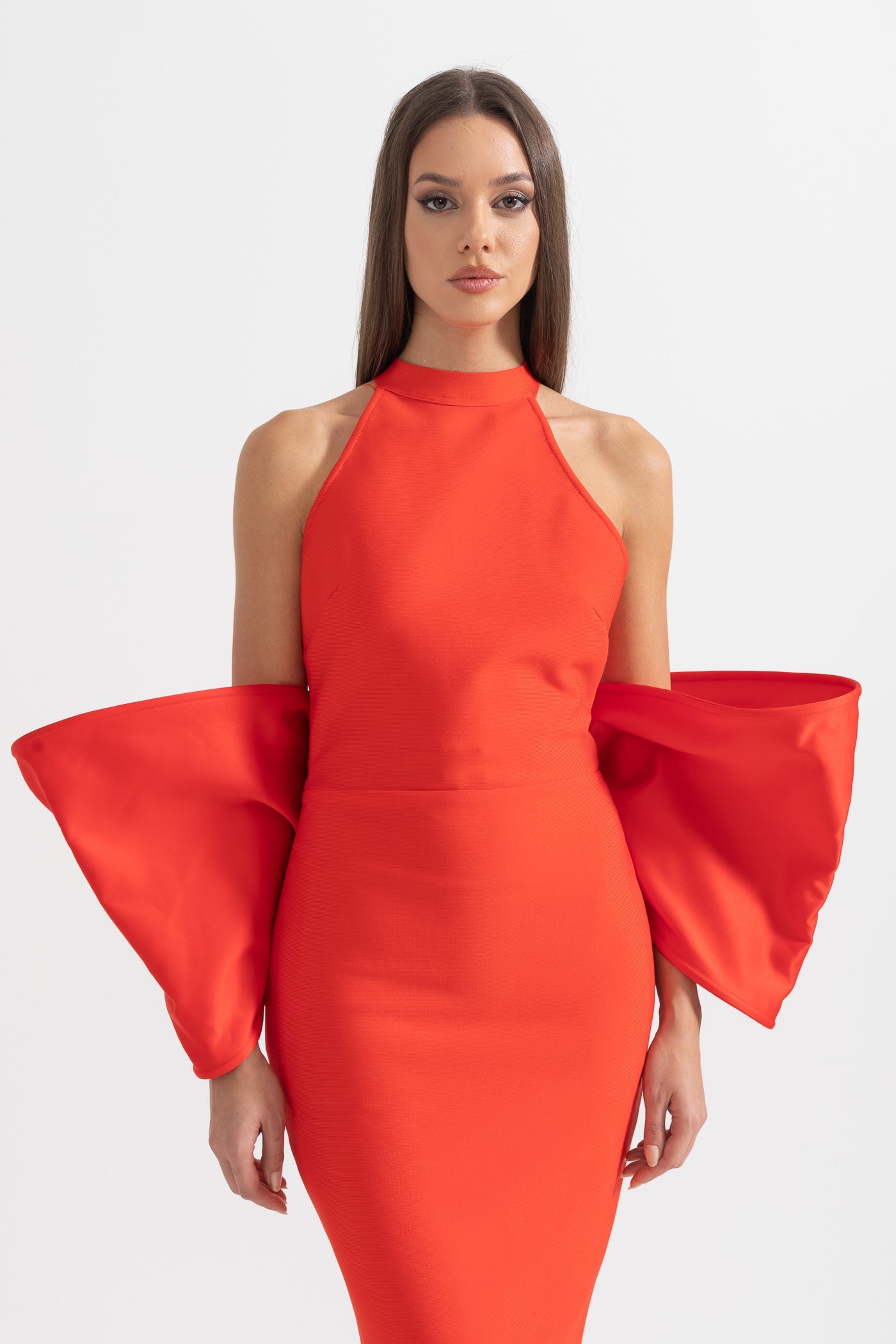 Abito Elegante con Dettagli a Fiocco sulla Schiena - Rosso