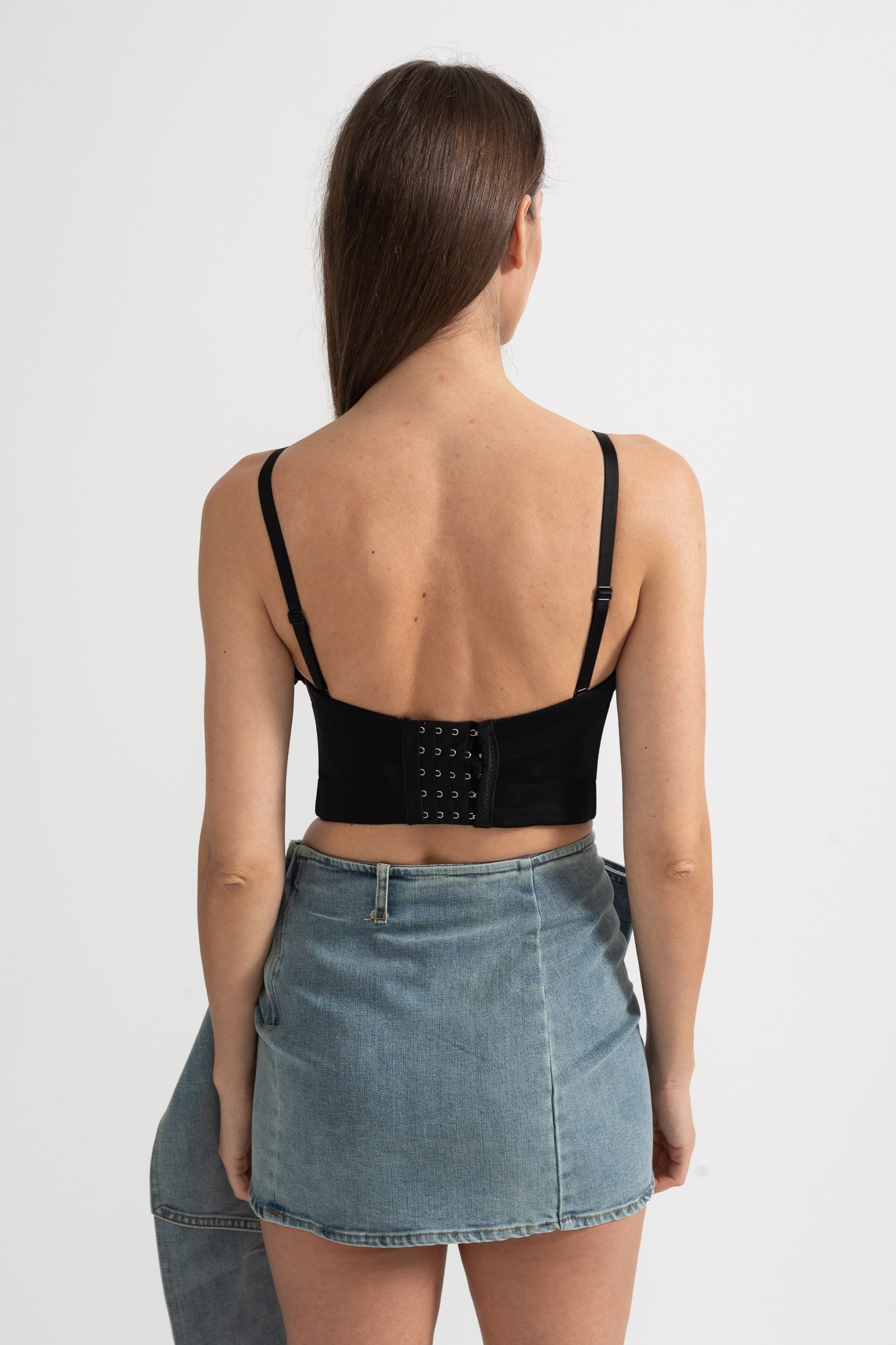 Top Corsetto con Applicazioni 3D di Rose Rosse - Nero