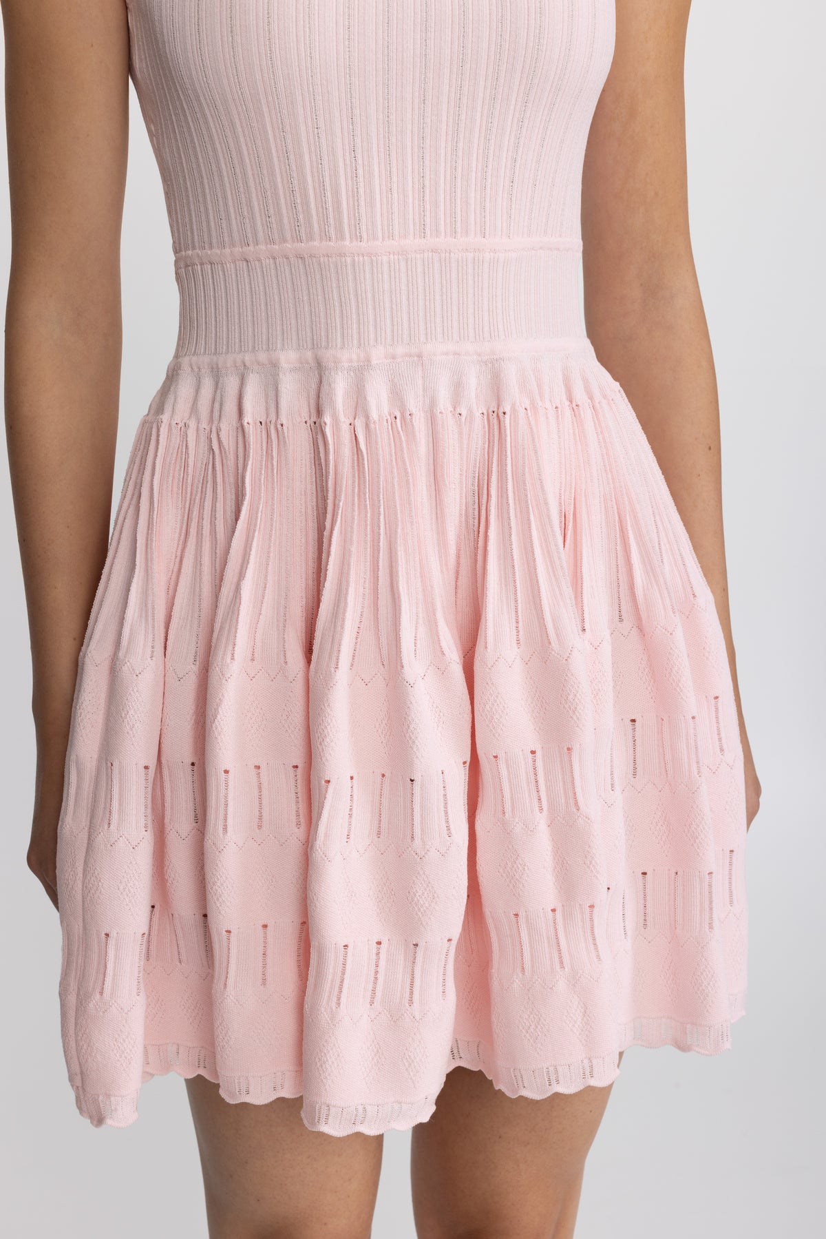 Mini abito skater in maglia pointelle - Rosa
