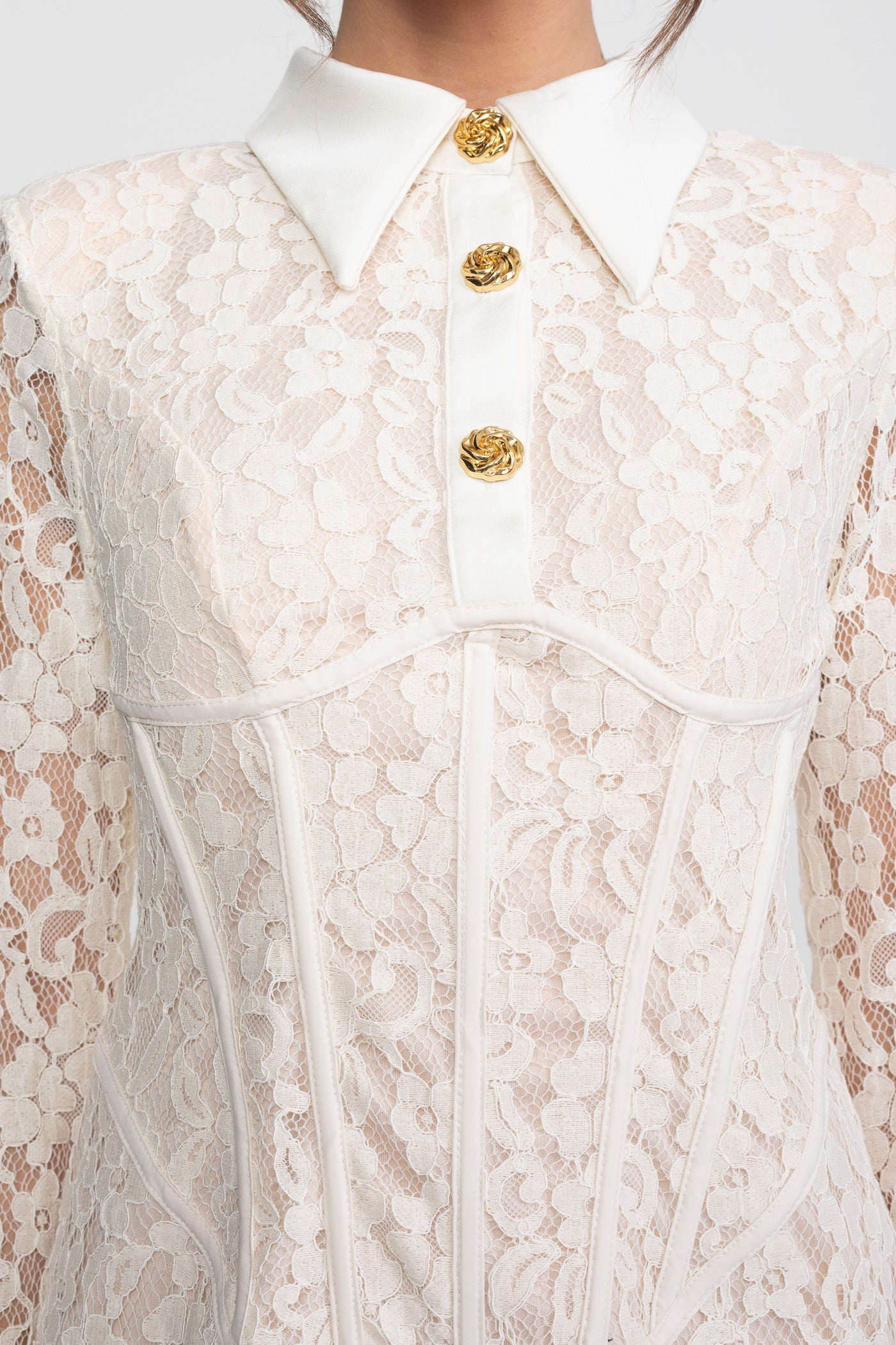Abito Mini in Maglia Senza Maniche con Orlo Scallop - Ivoire