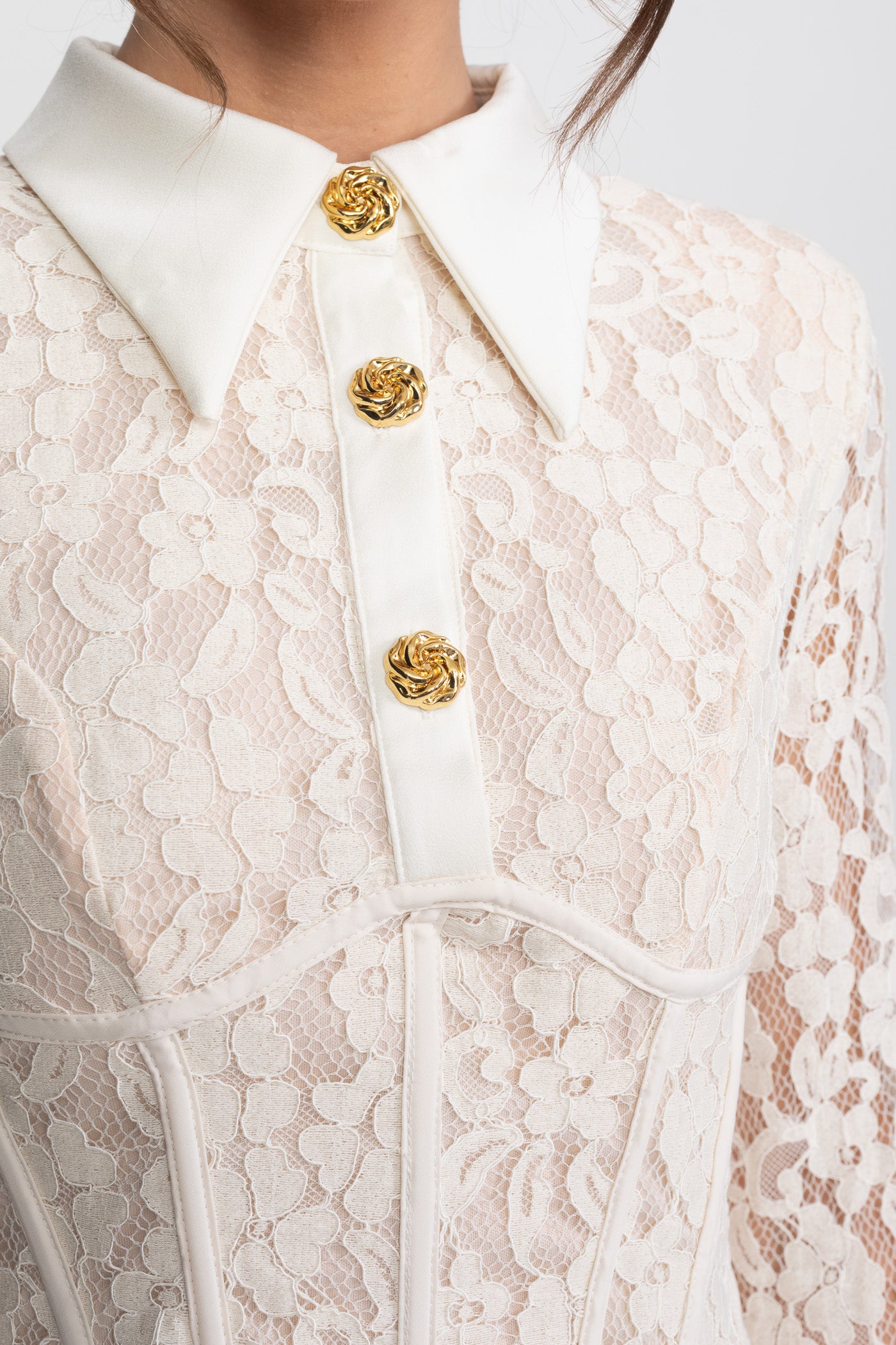 Abito Mini in Maglia Senza Maniche con Orlo Scallop - Ivoire