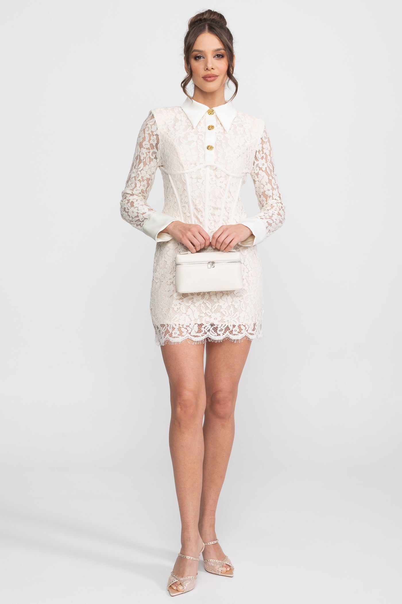 Abito Mini in Maglia Senza Maniche con Orlo Scallop - Ivoire