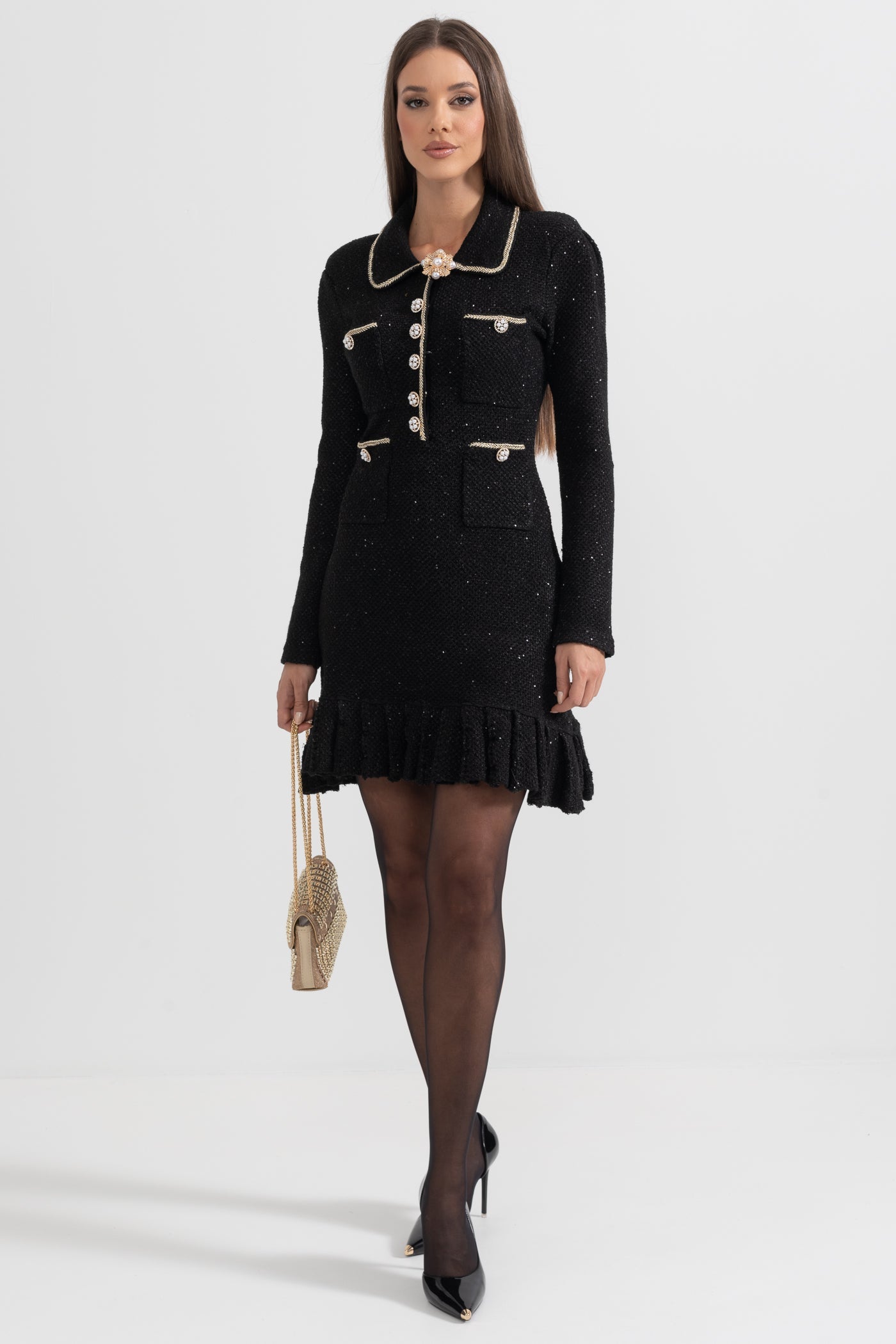 Abito in maglia testurizzata - Nero