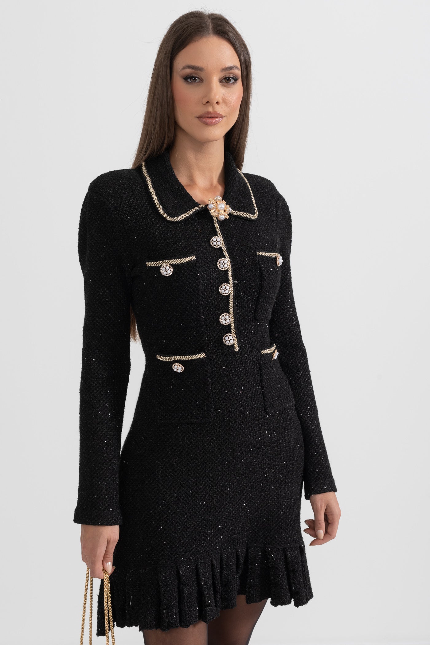 Abito in maglia testurizzata - Nero