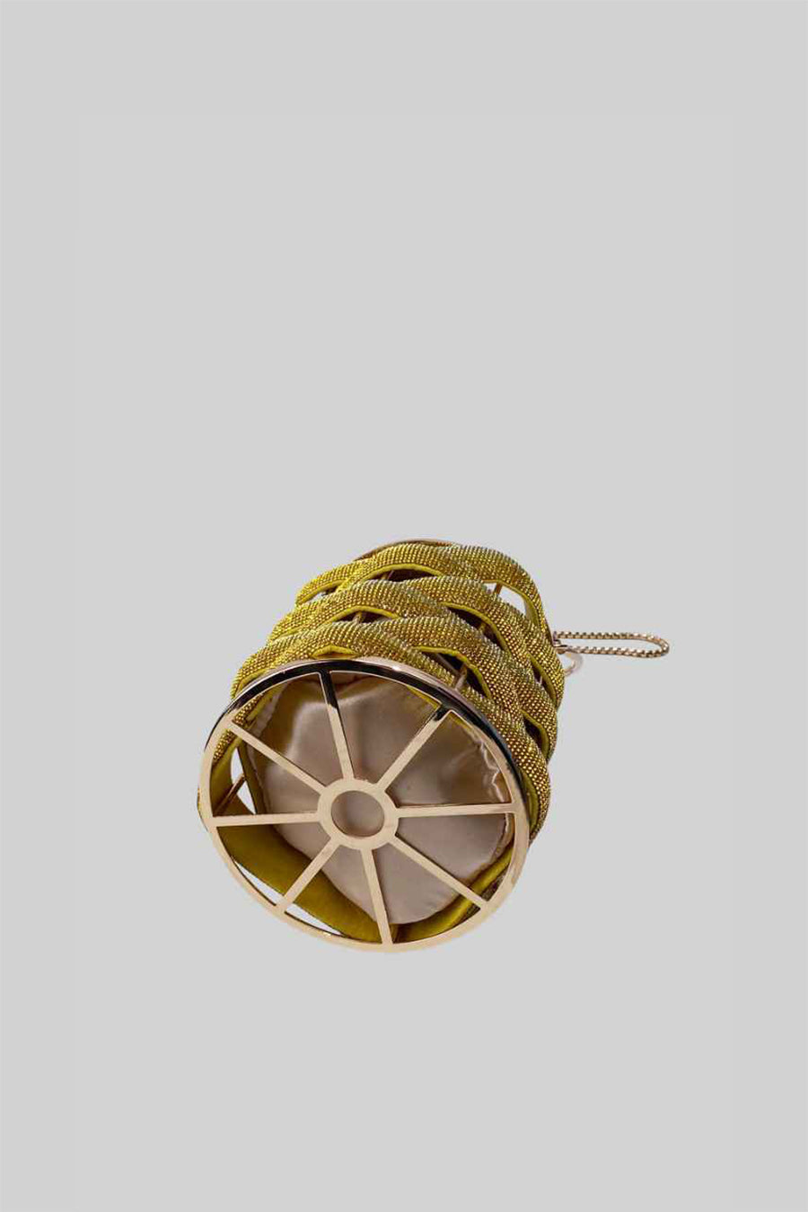 Elegante Borsa a Secchiello con Chiusura Interna in Raso - Oro