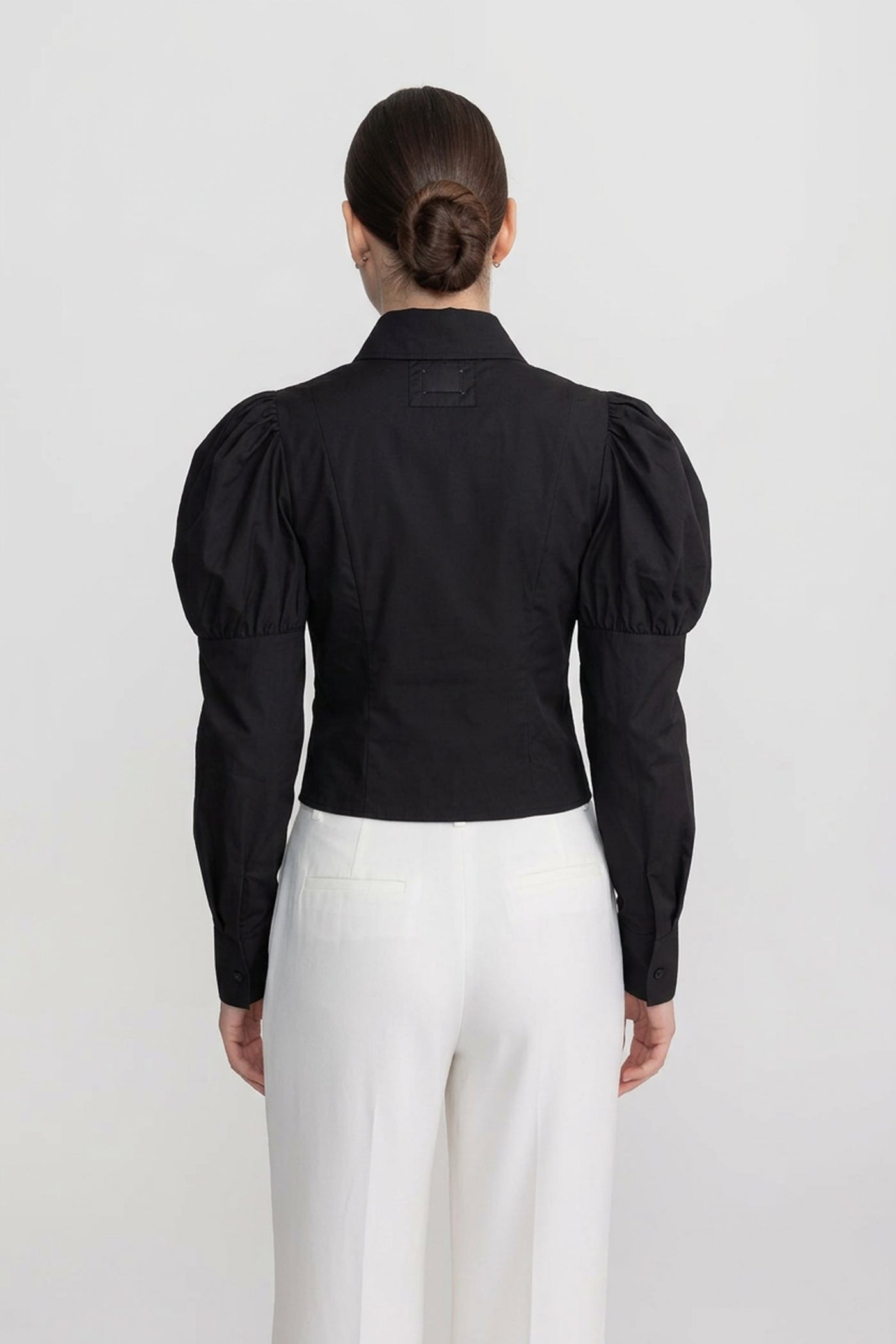 Camicia a Maniche Lunghe con Dettaglio Corsetto allacciato - Nero