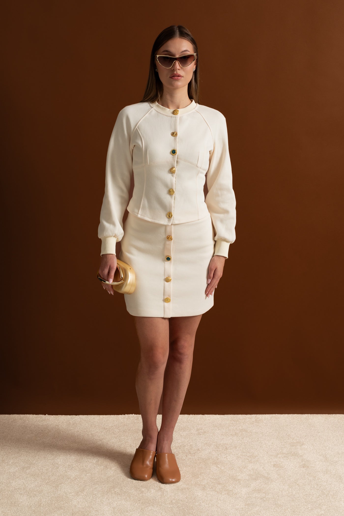 Completo Coordinato con Bottoni Decorati – Ivoire