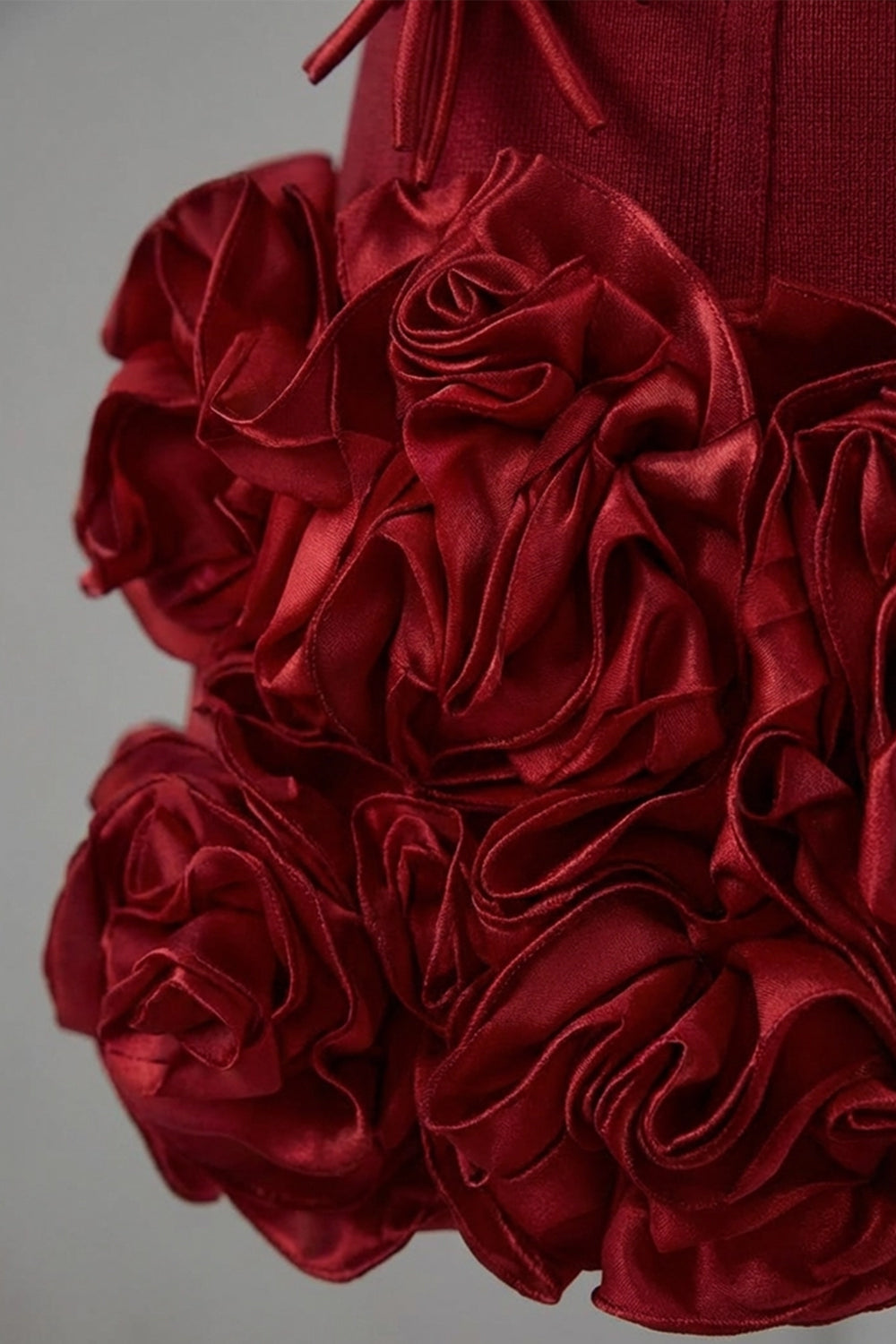 Abito Mini Corsetto con Orlo Floreale Scolpito – Rosso