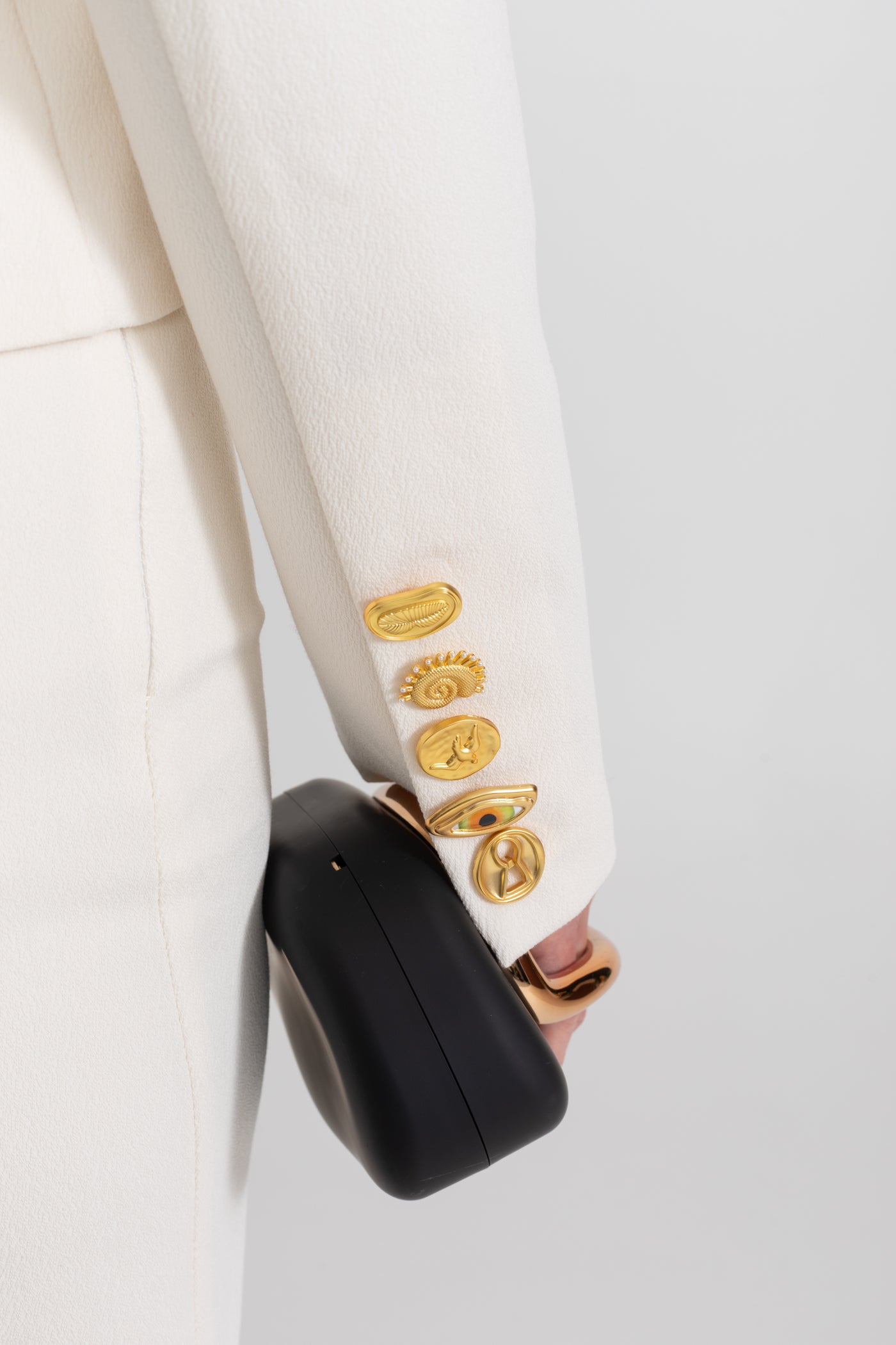 Co-ord Set with Statement Gold Buttons - White