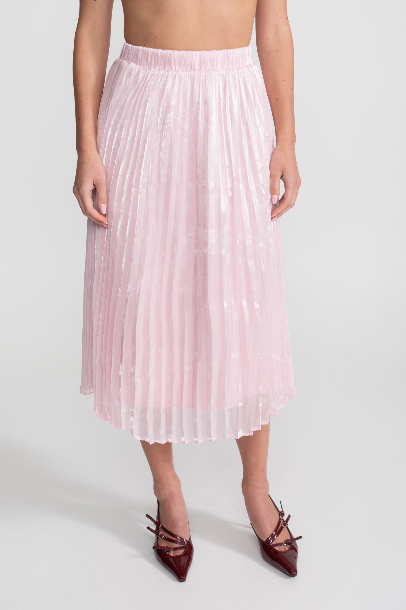 Completo coordinato in tweed e organza con bottoni a fiocco di cristallo - Rosa