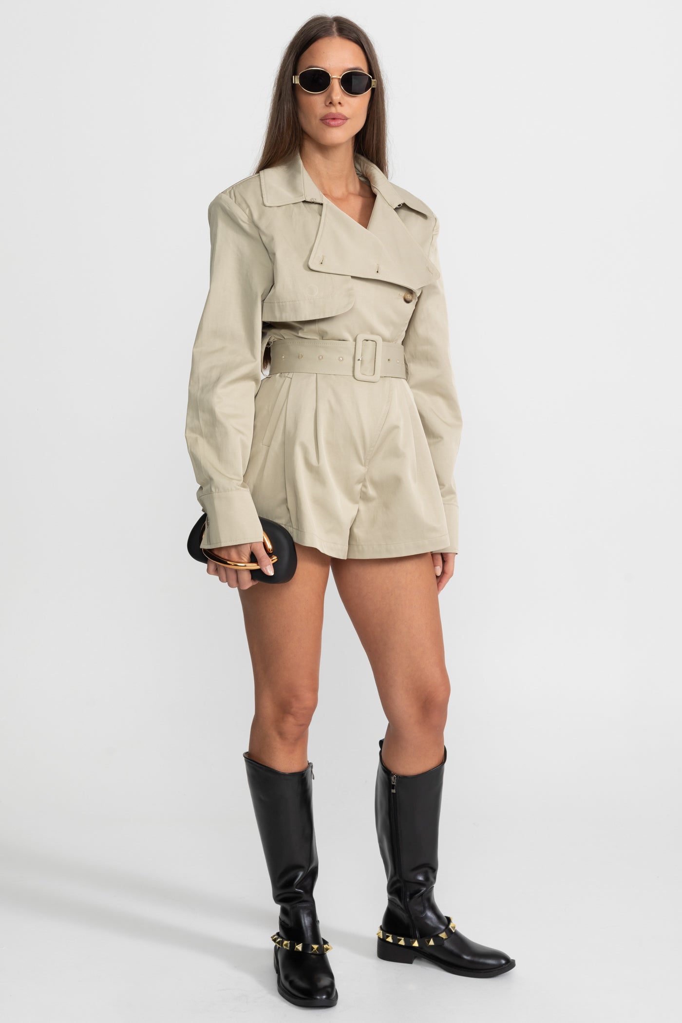 Tuta trench con cintura - Beige
