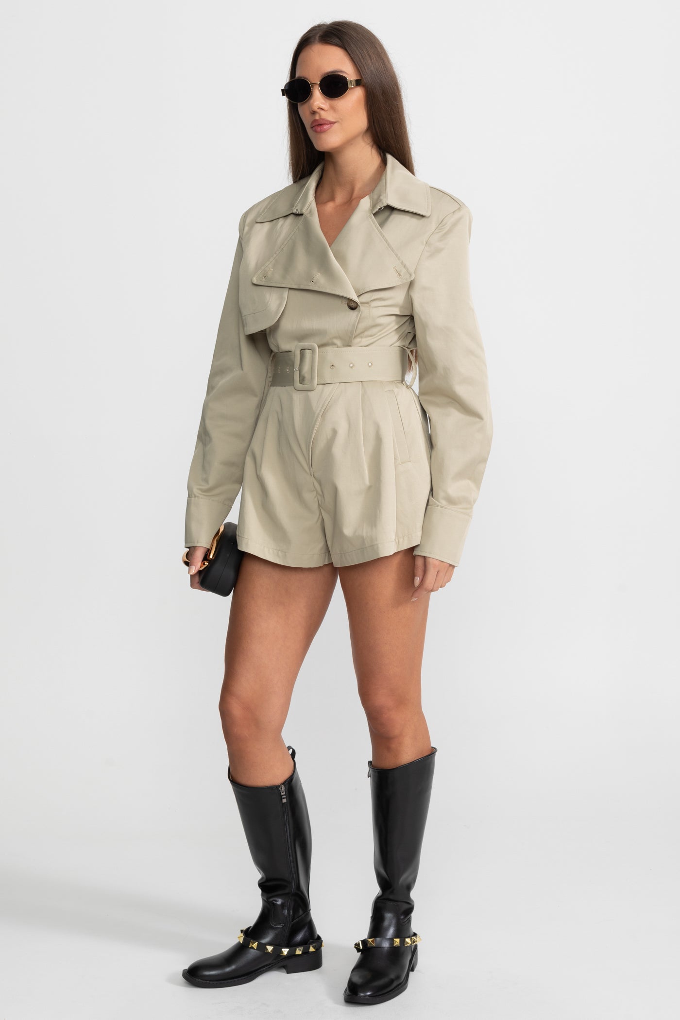Tuta trench con cintura - Beige
