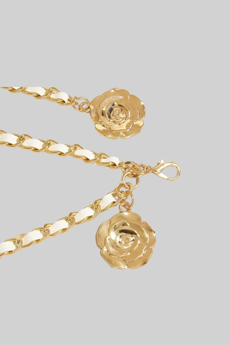 Cintura con pendente dorato in pelle vegana - Bianco 