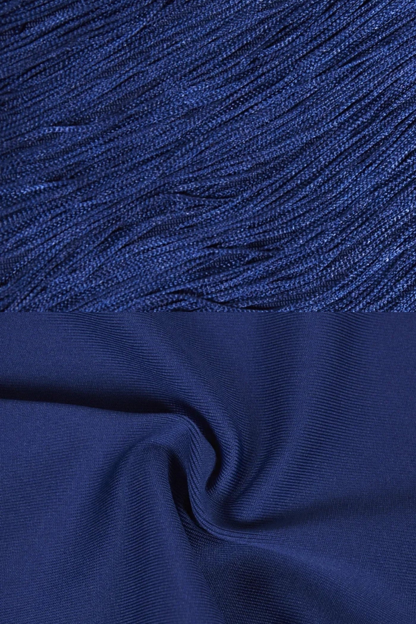 Abito Midi con Collo a Halter e Texture Plissettata su Tutto il Tessuto - Blue 