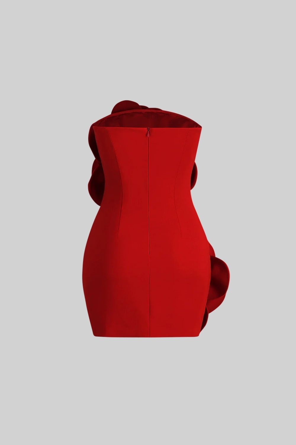 Mini abito voluminoso con motivo floreale - Rosso 