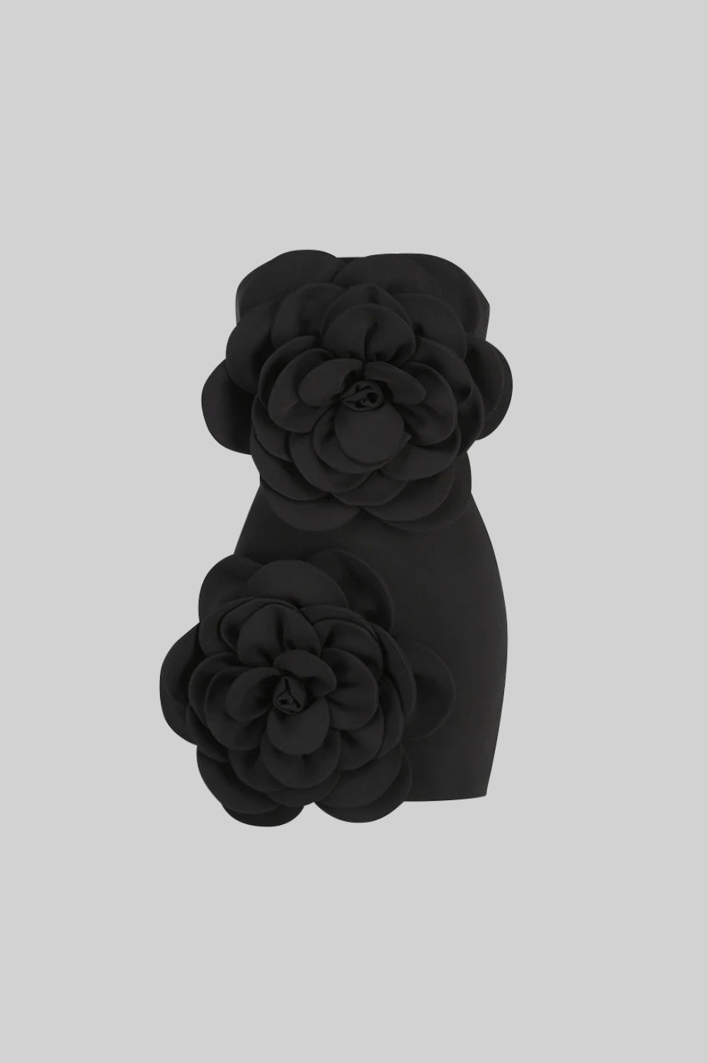 Mini abito con design floreale voluminoso - Nero 