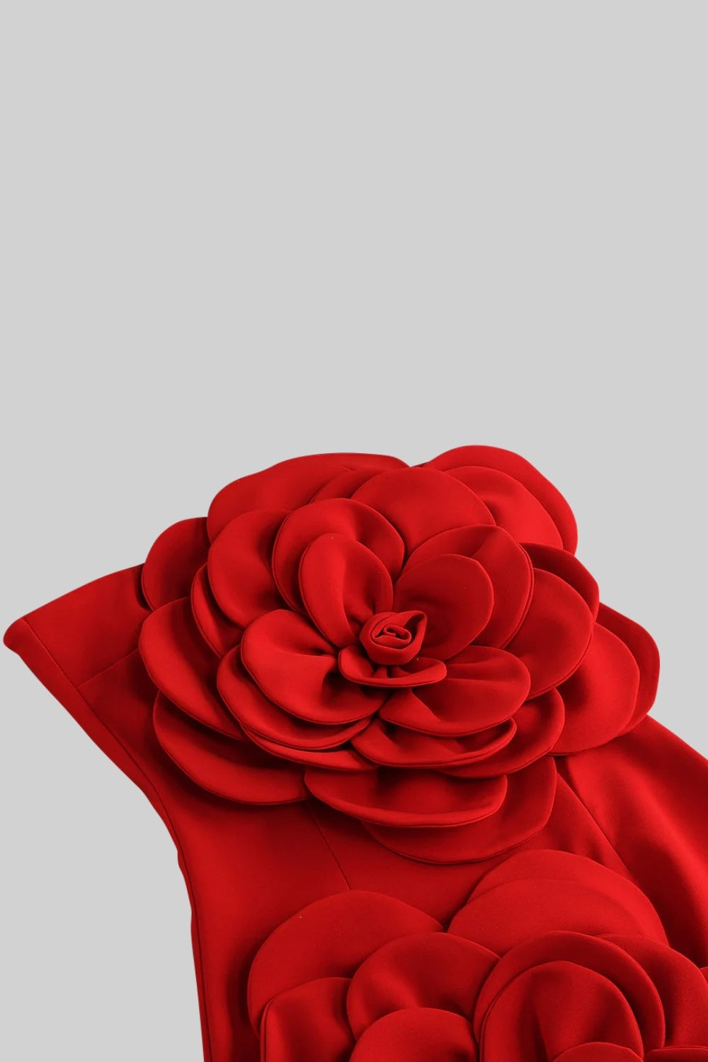 Mini abito voluminoso con motivo floreale - Rosso 