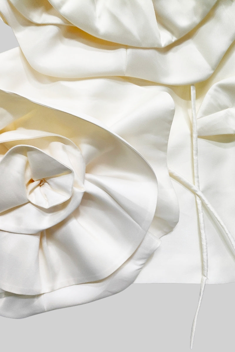 Abito con design floreale voluminoso - Avorio 