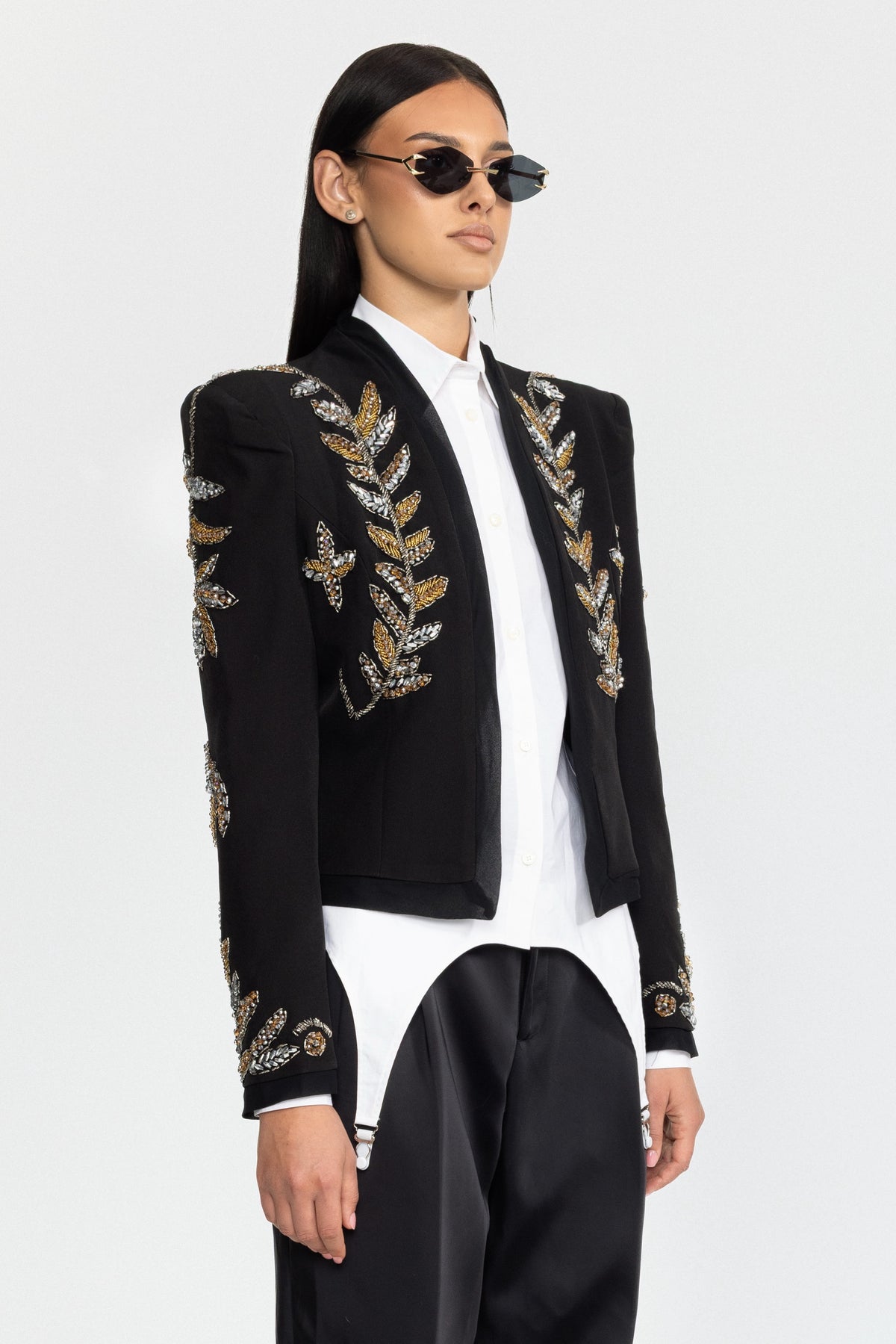 Blazer cropped Laurel con embellishment - Nero 