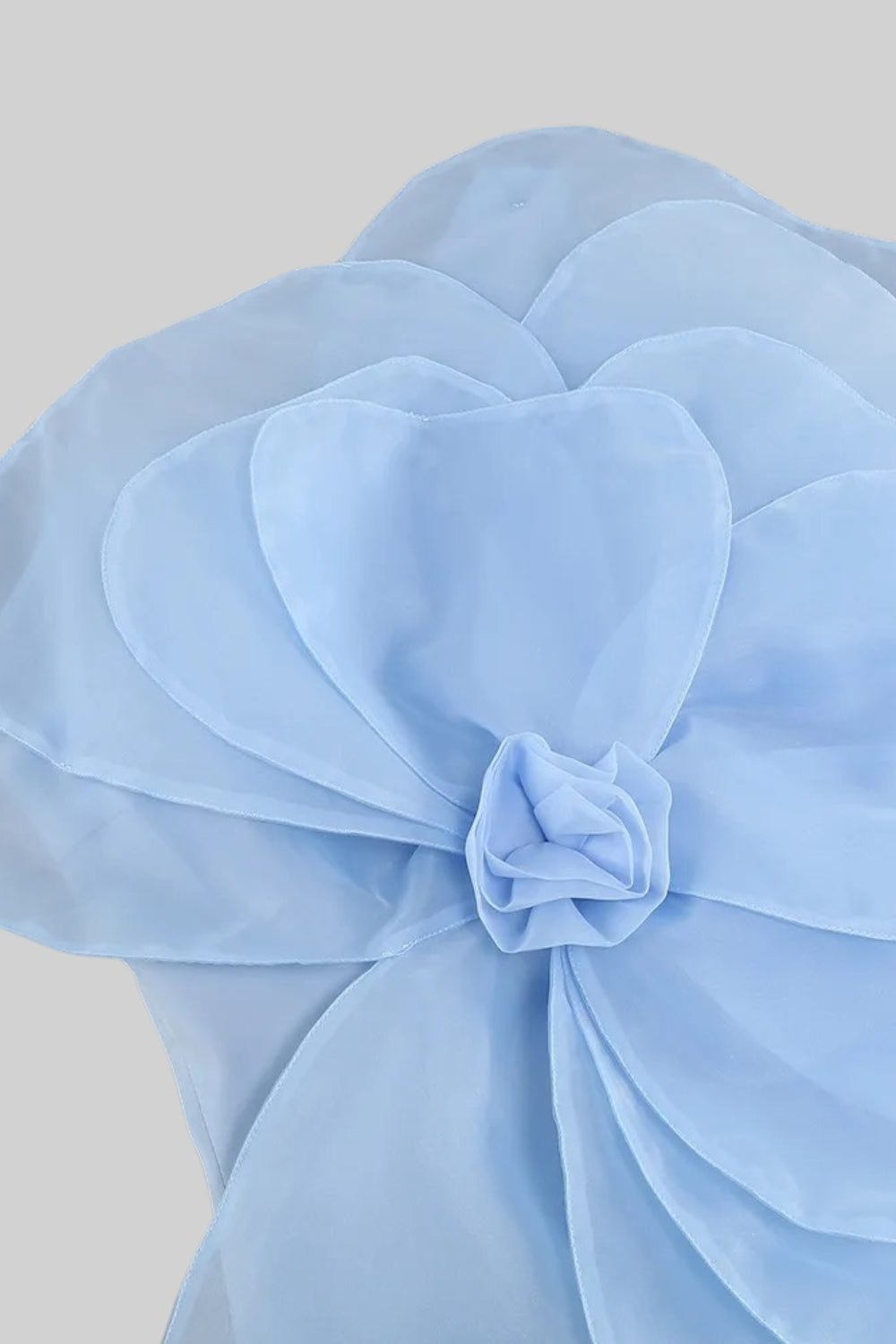 Abito Mini in Organza Floreale Voluminoso 3D - Blue 