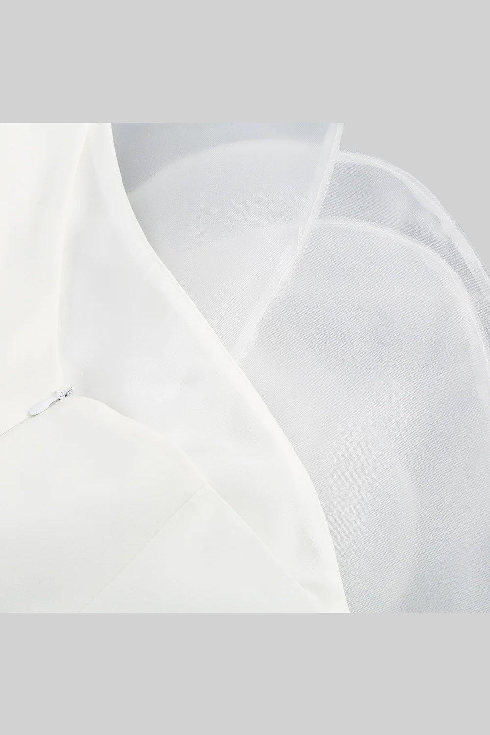 Abito Mini Floreale 3D Voluminoso in Organza - Bianco 