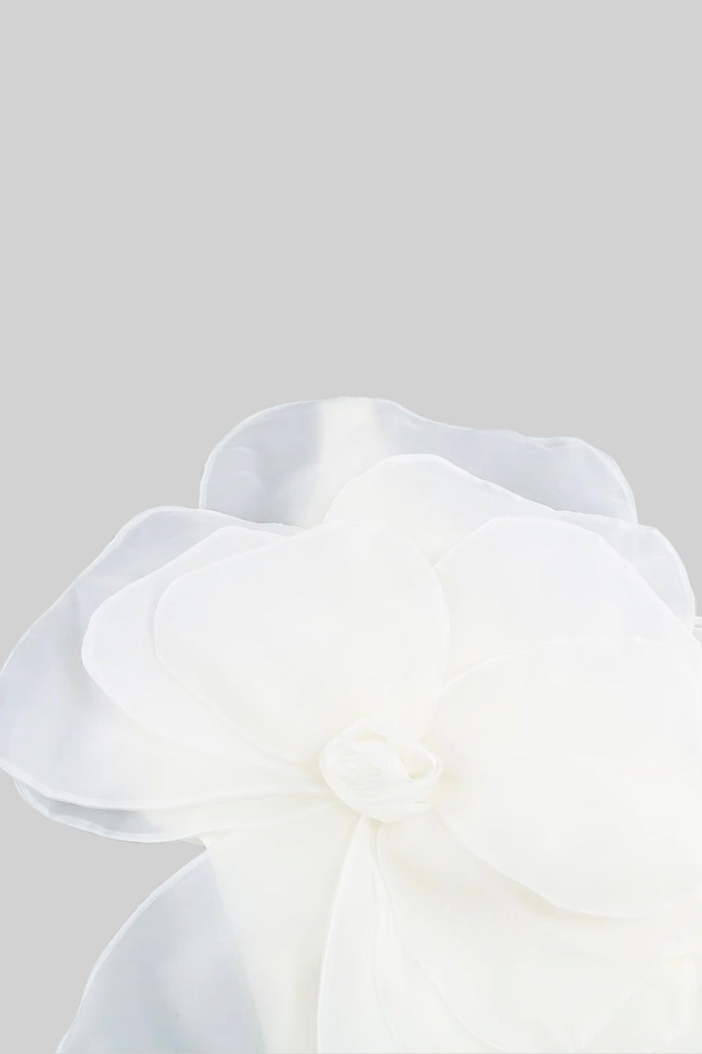 Abito Mini Floreale 3D Voluminoso in Organza - Bianco 