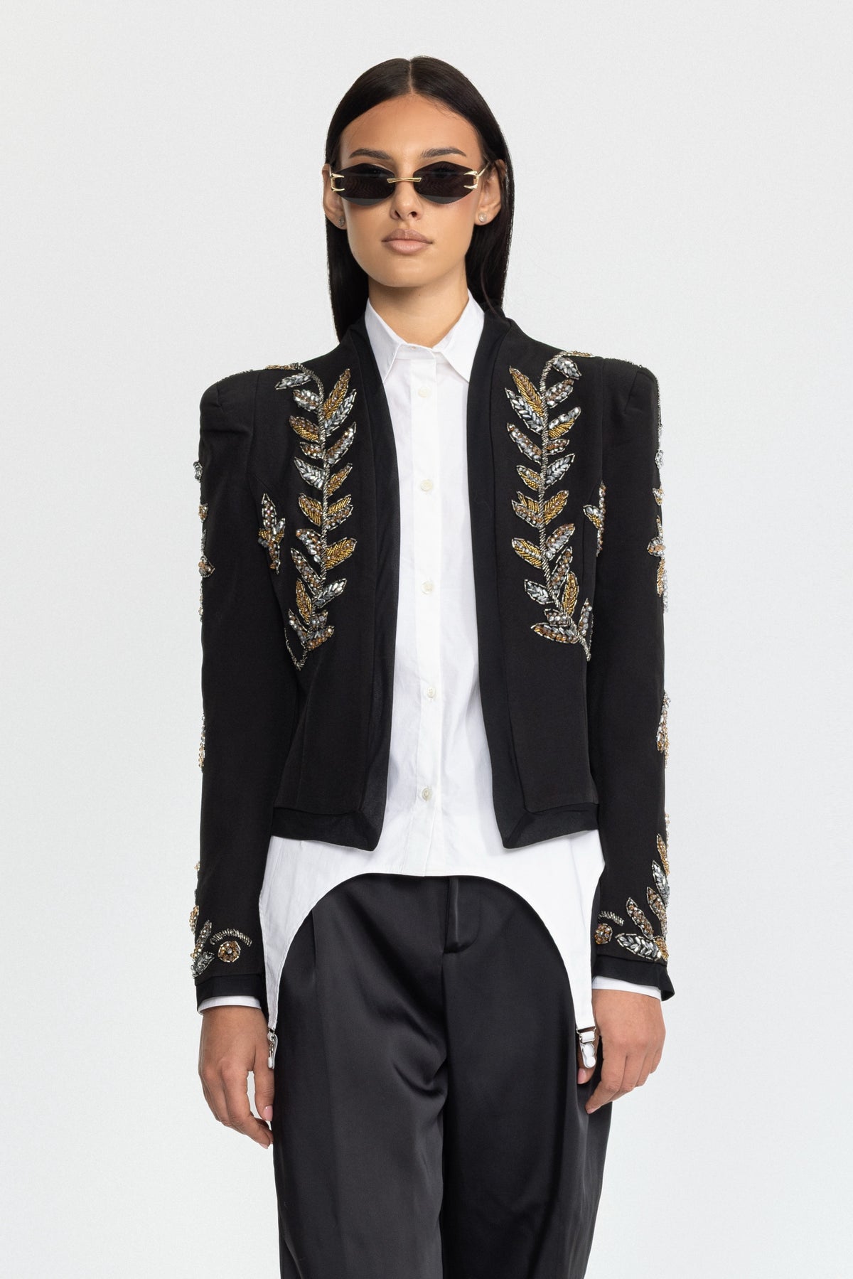 Blazer cropped Laurel con embellishment - Nero 