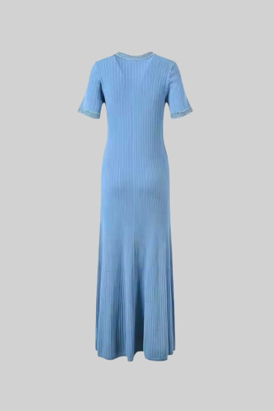 Ribbed Knit Maxi Dress - Blue
