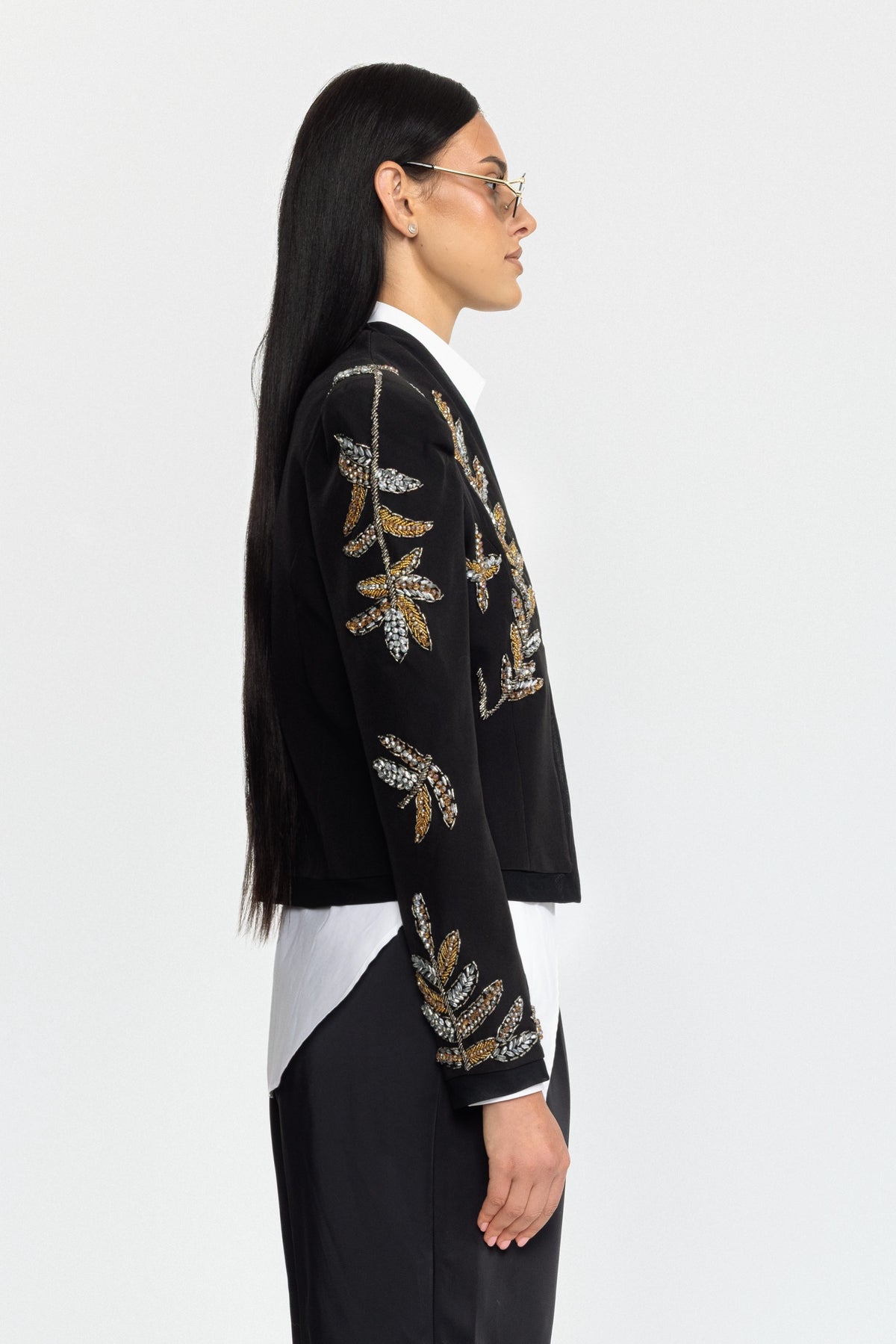 Blazer cropped Laurel con embellishment - Nero 