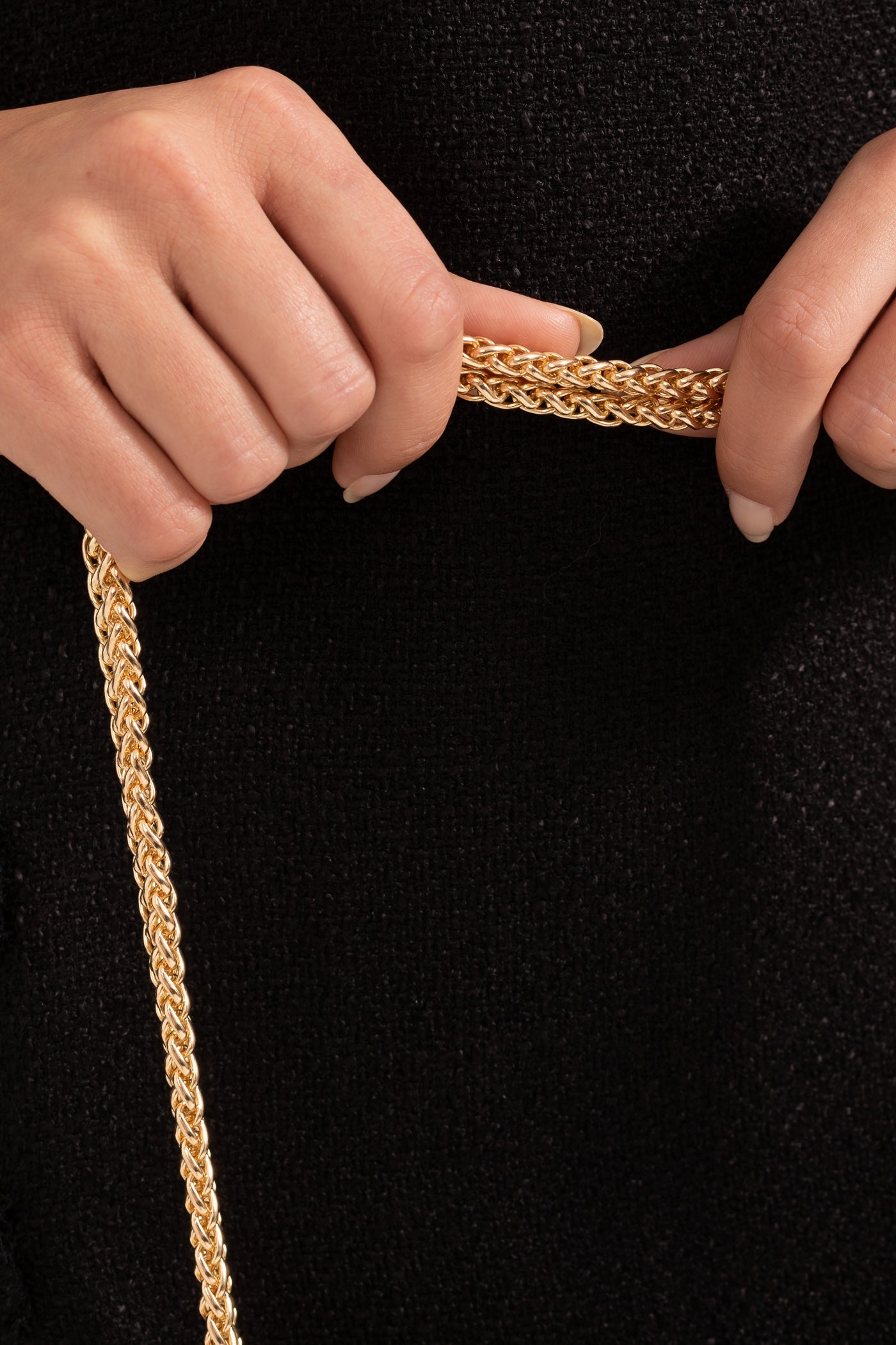 Borsa intrecciata scintillante con decorazioni di strass luccicanti - Oro 