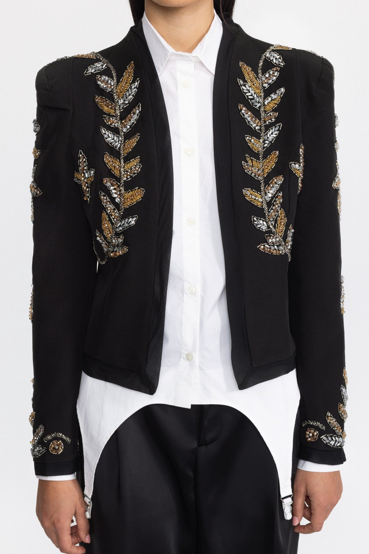 Blazer cropped Laurel con embellishment - Nero 