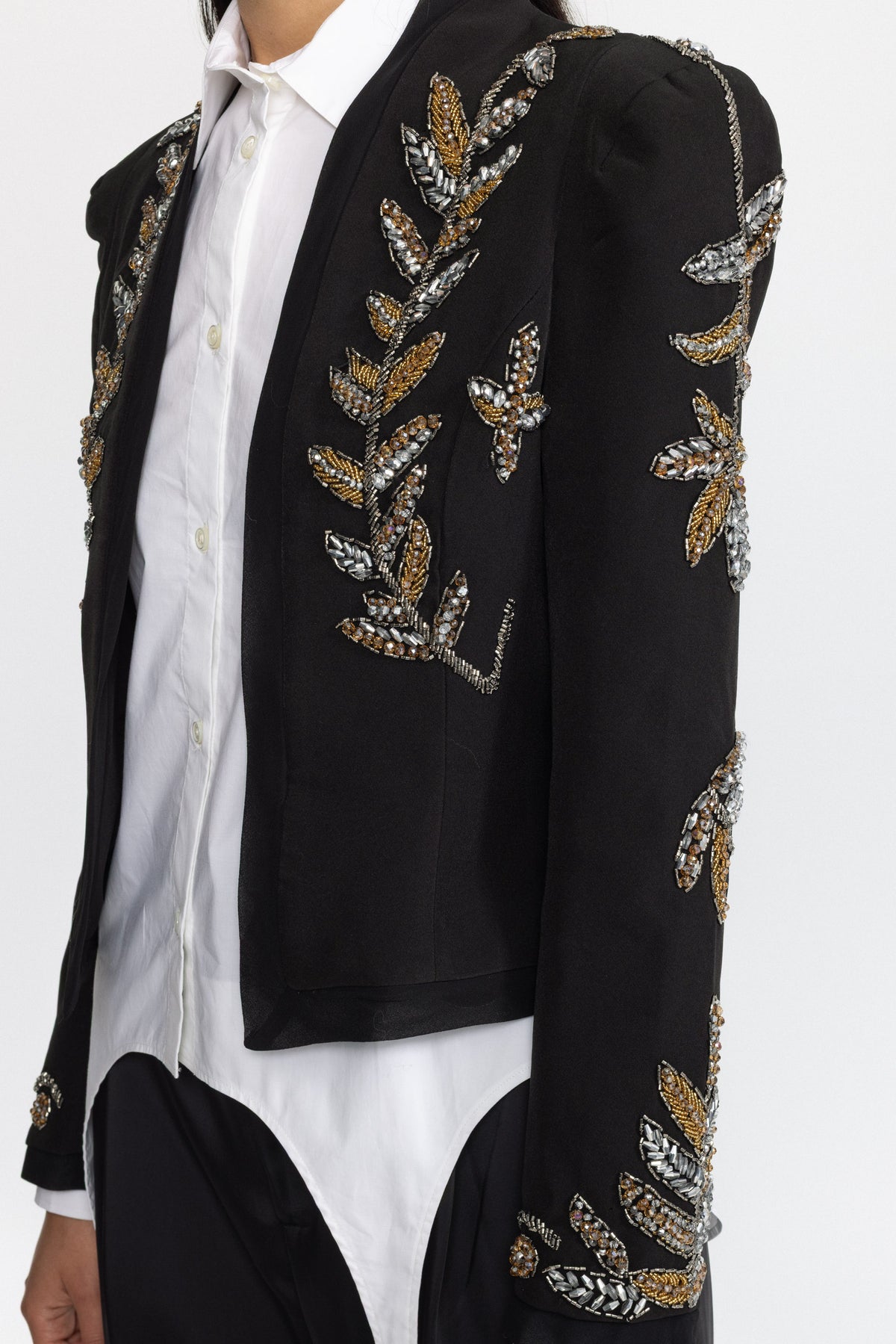 Blazer cropped Laurel con embellishment - Nero 