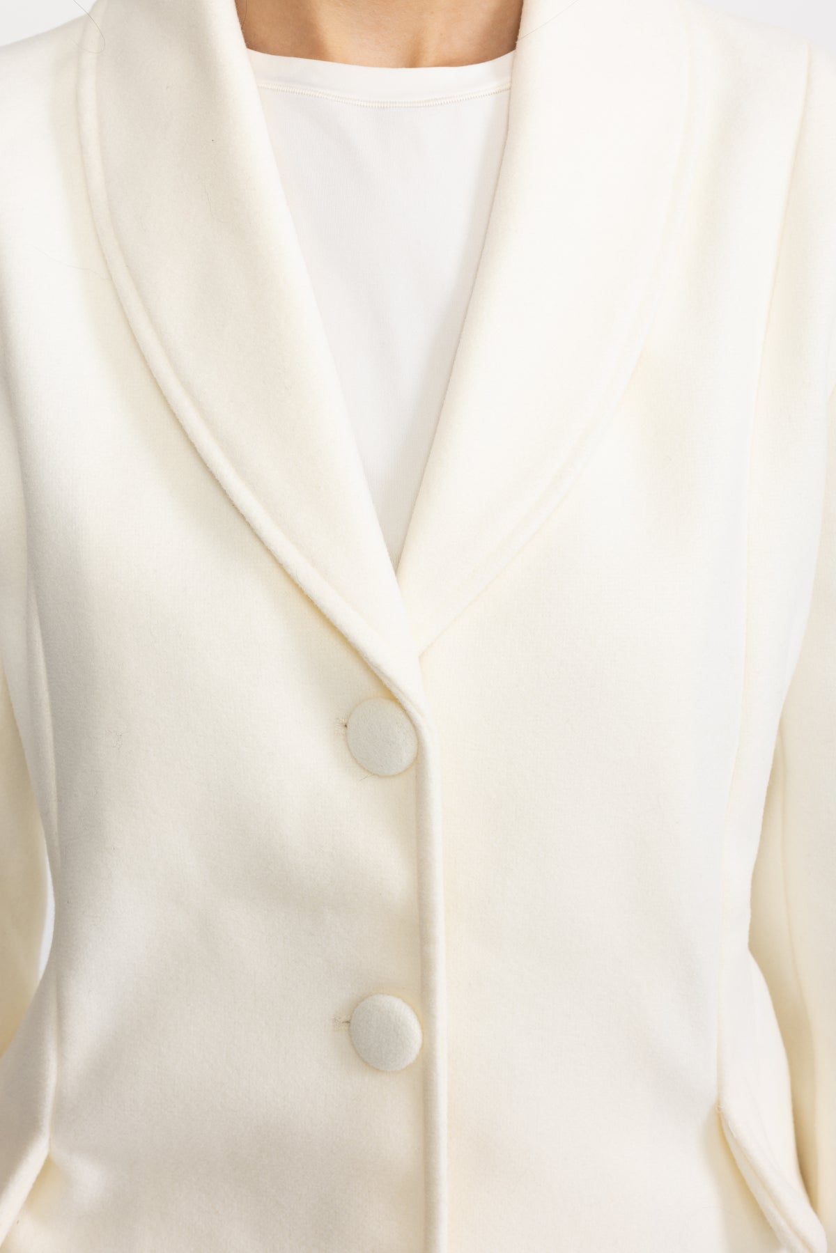 Sculpted Shoulder Tailored Longline Coat - Off-White