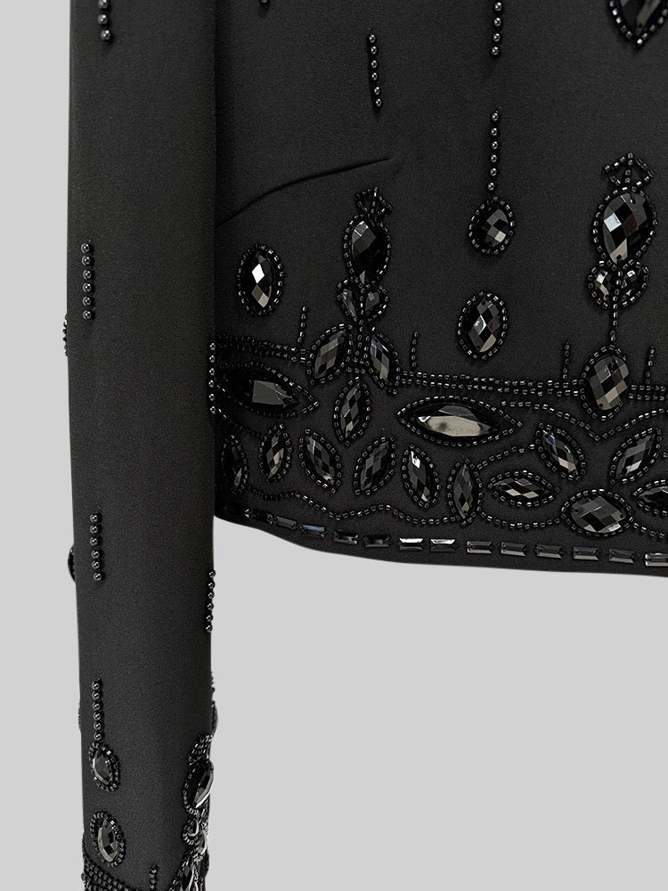 Co-Ord con decorazioni di diamanti e gonna maxi - Nero 