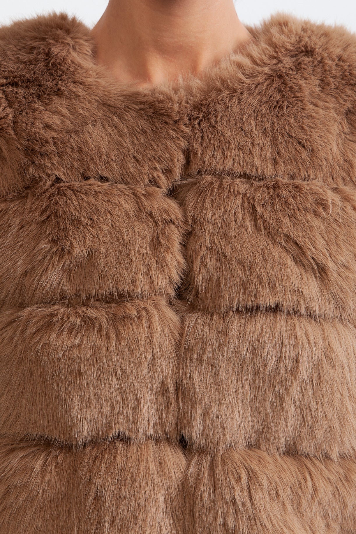 Faux Fur Jacket - Brown