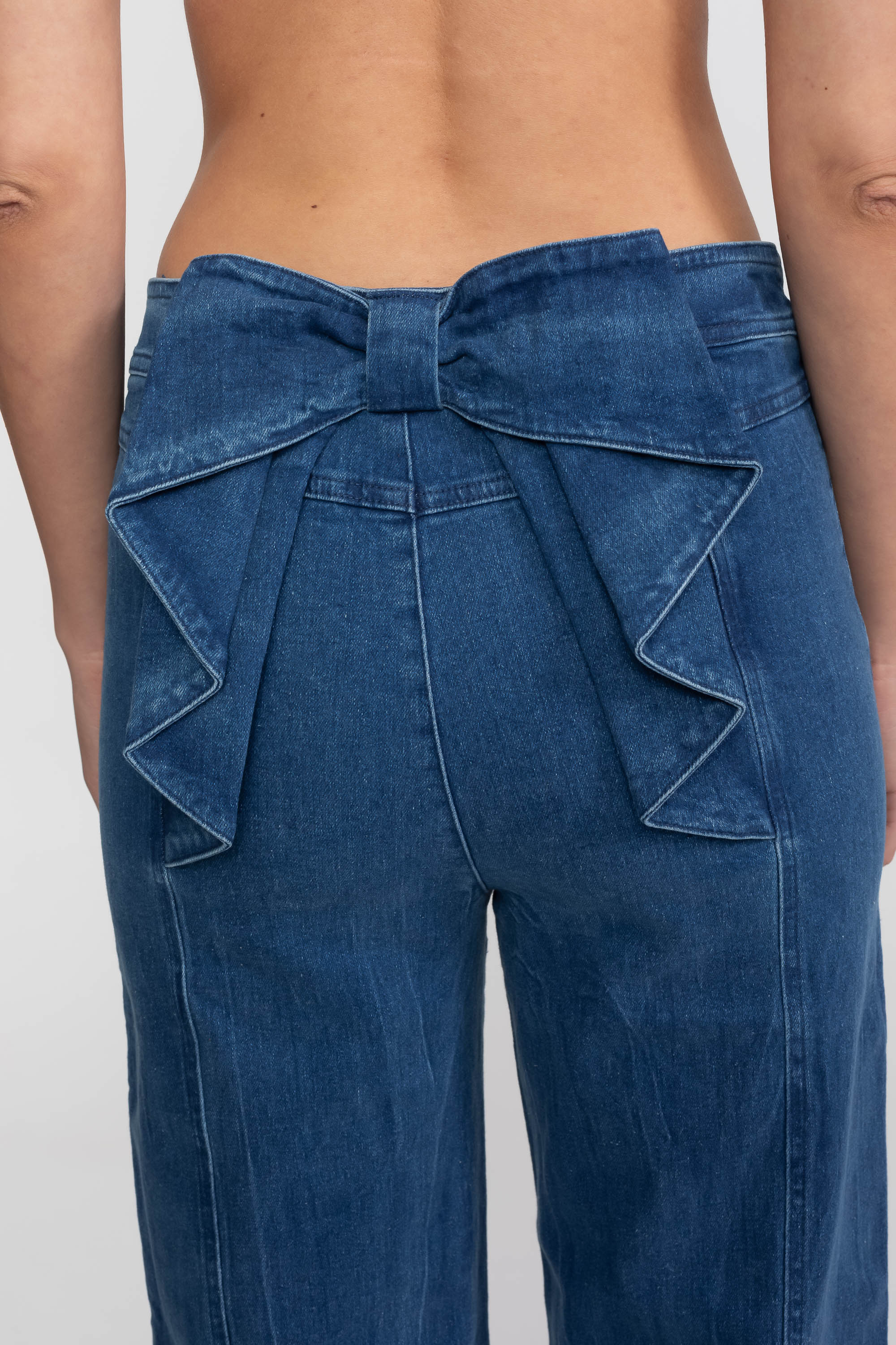 Jeans wide-leg a vita alta con tasche applicate - Blu 