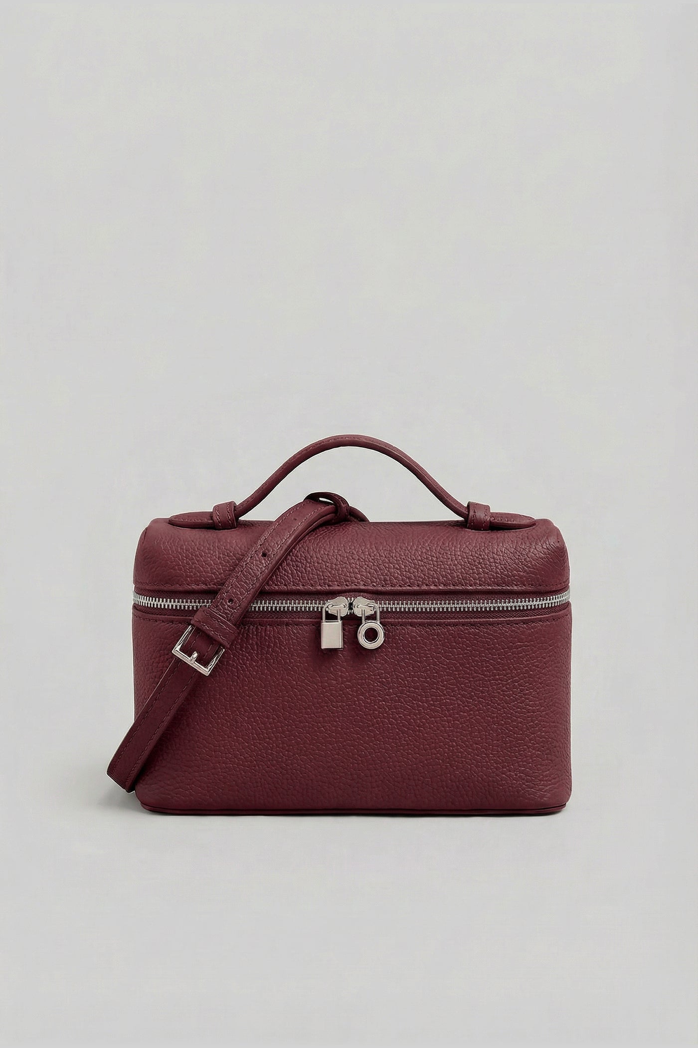 Borsa Vanity Strutturata con Manico Superiore - Burgundy 