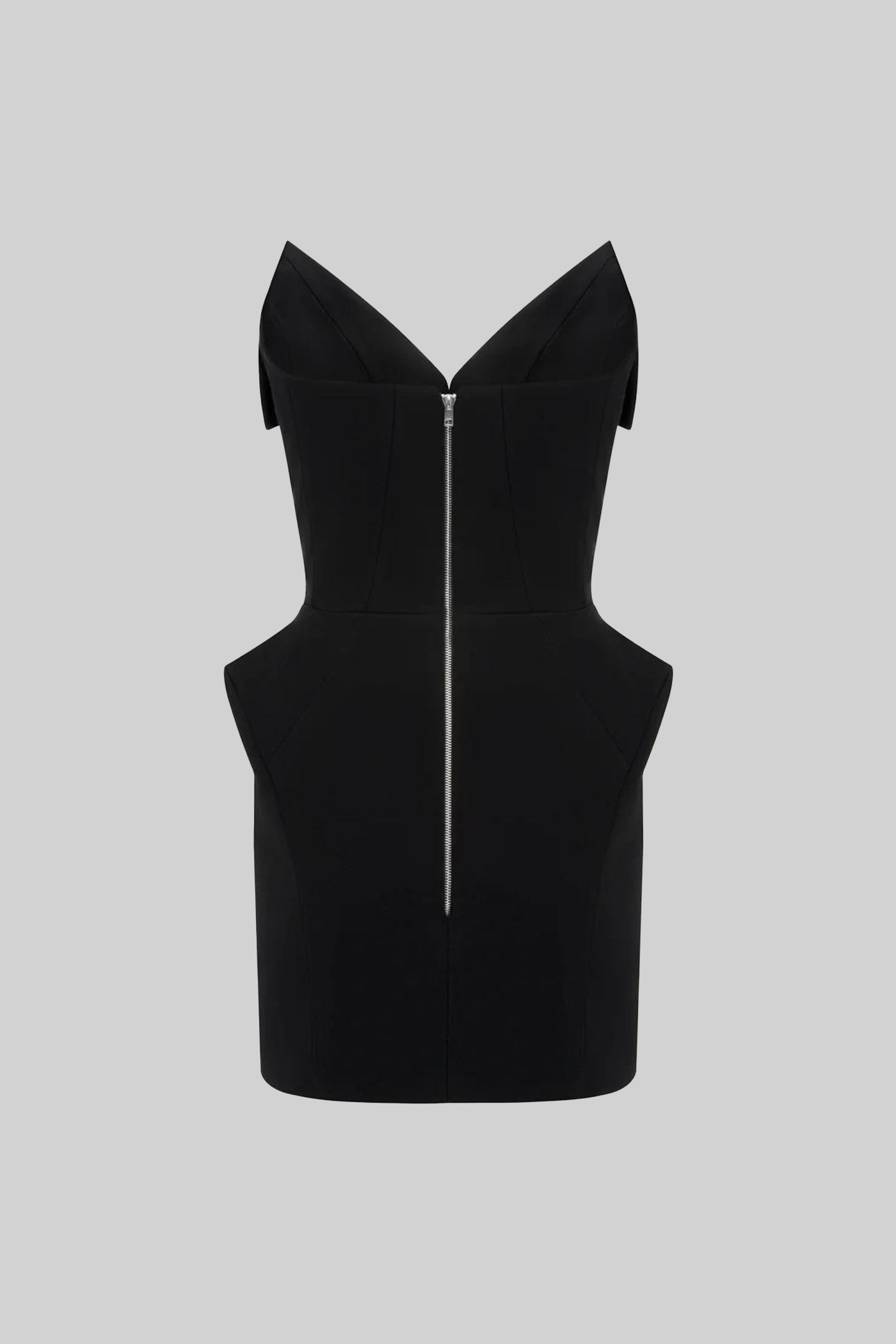 Mini abito strutturato con corsetto e scollo a camicia ripiegato – Nero 