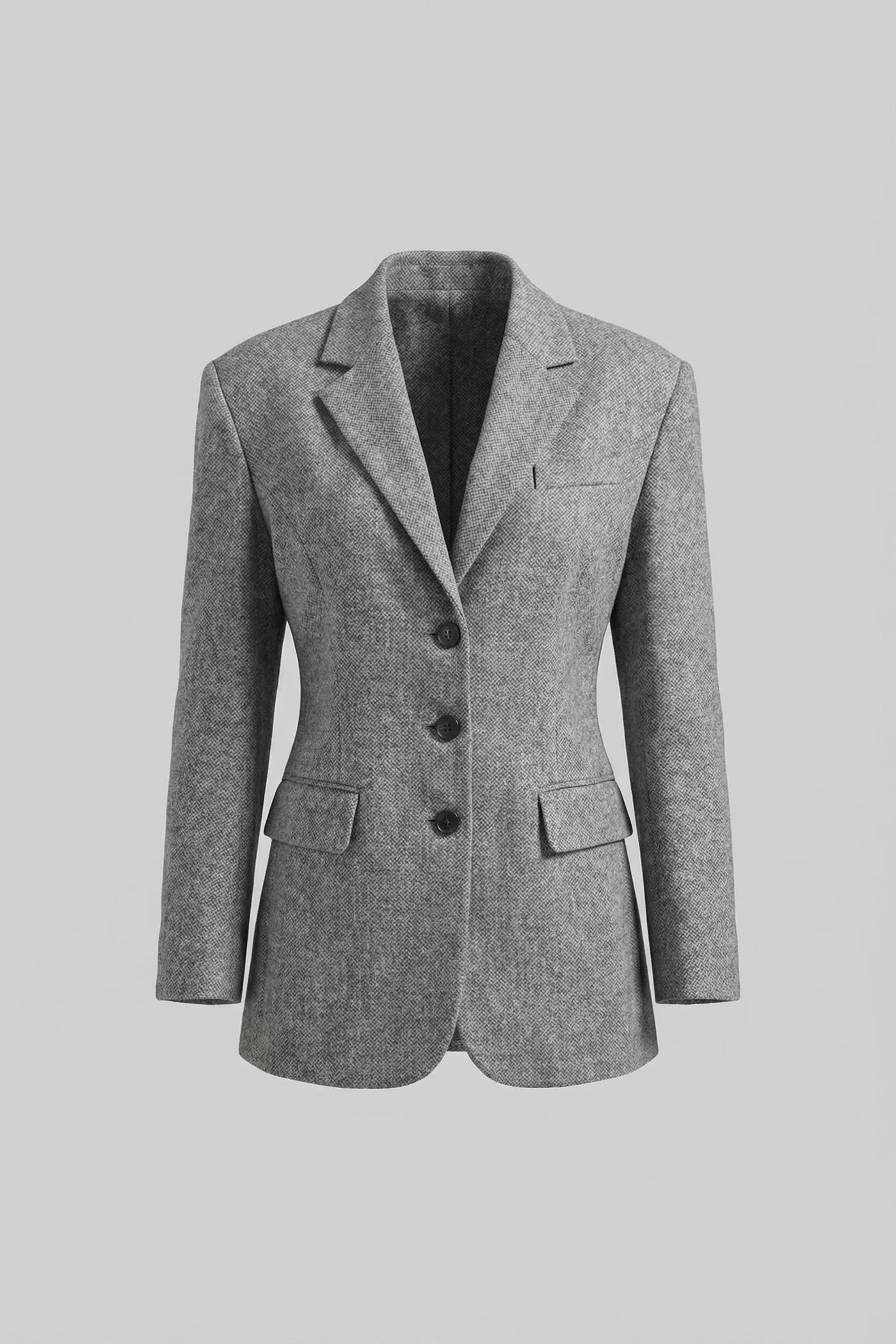 Blazer Longline Sartoriale con Spalle Strutturate - Grigio Chiaro 